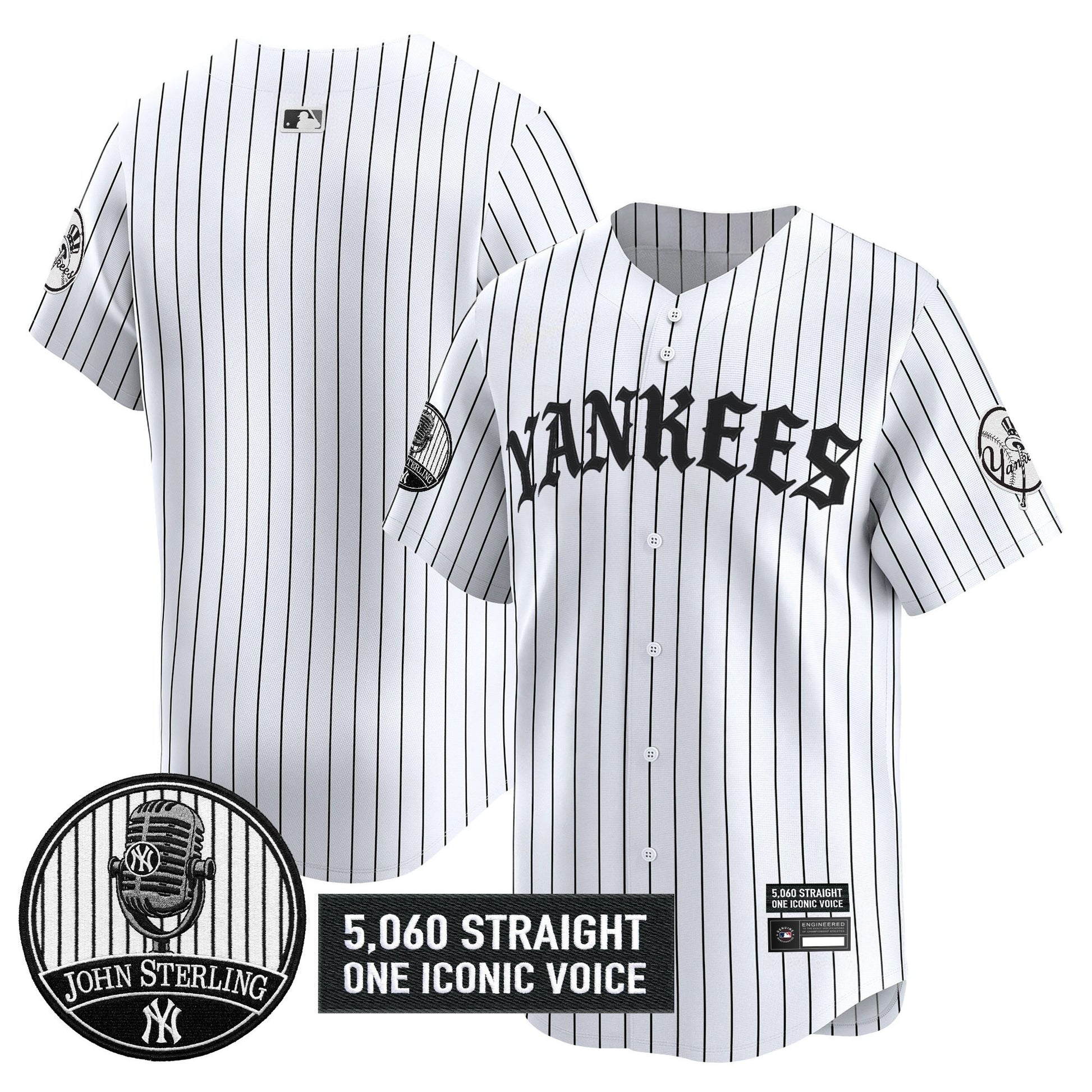 Men's Yankees 'Old English Edition' Vapor Premier Limited Jersey - John Sterling Patch - All Stitched