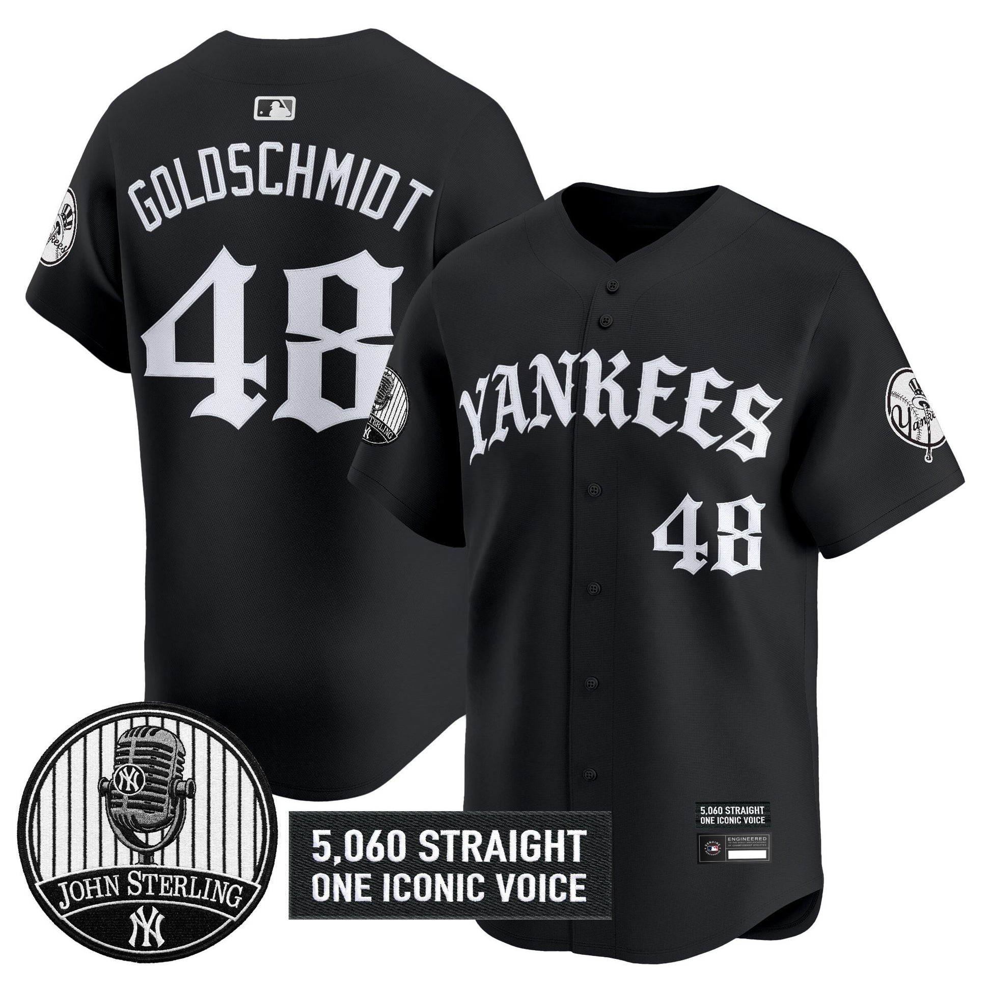 Men's Yankees 'Old English Edition' Vapor Premier Limited Jersey - John Sterling Patch - All Stitched