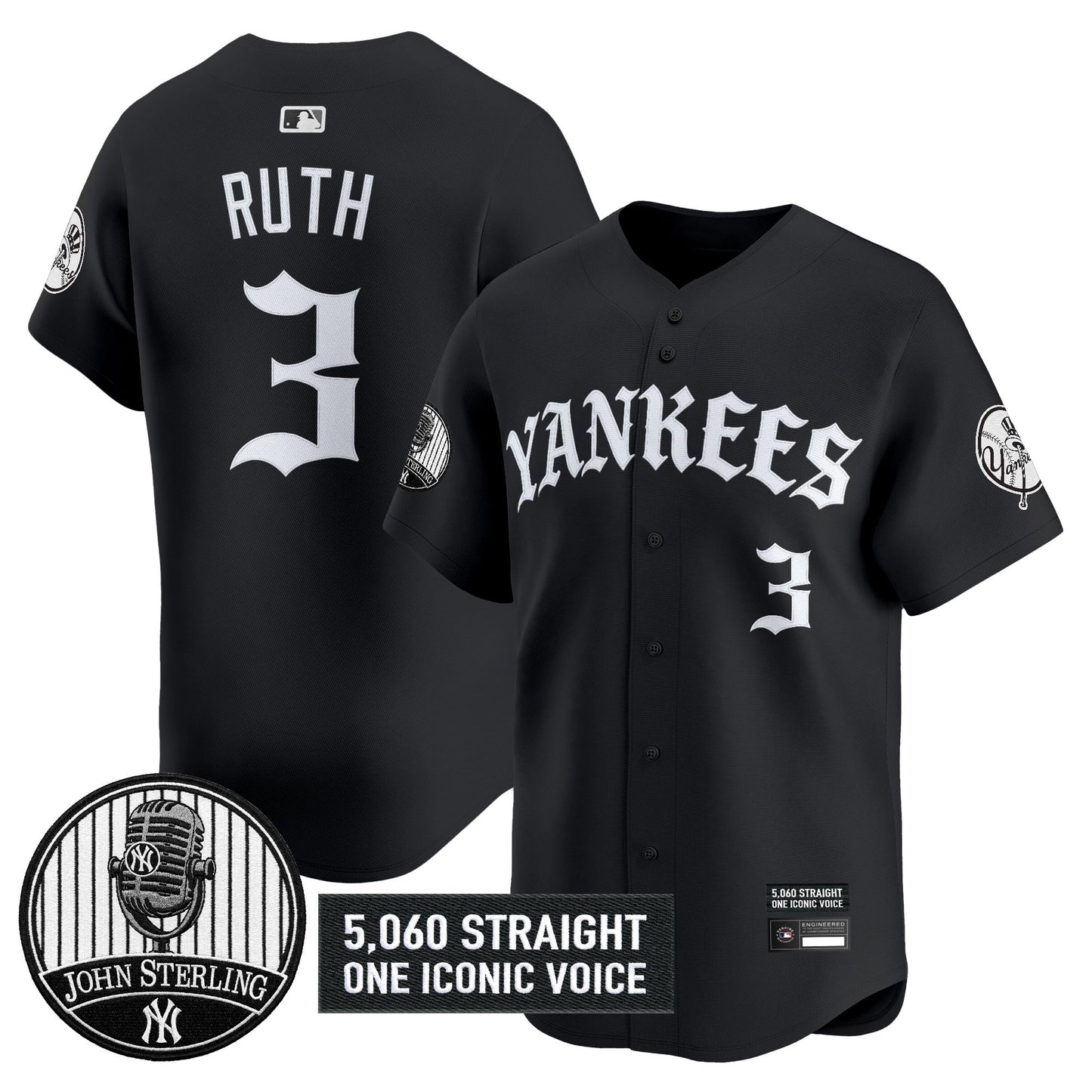 Men's Yankees 'Old English Edition' Vapor Premier Limited Jersey - John Sterling Patch - All Stitched