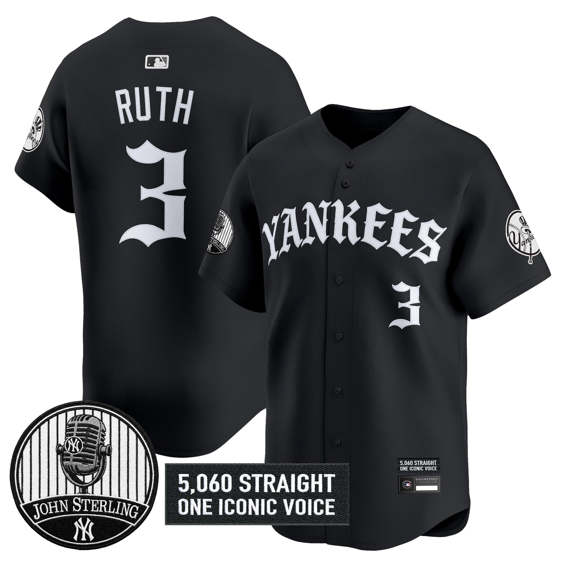 Men's Yankees 'Old English Edition' Vapor Premier Limited Jersey - John Sterling Patch - All Stitched