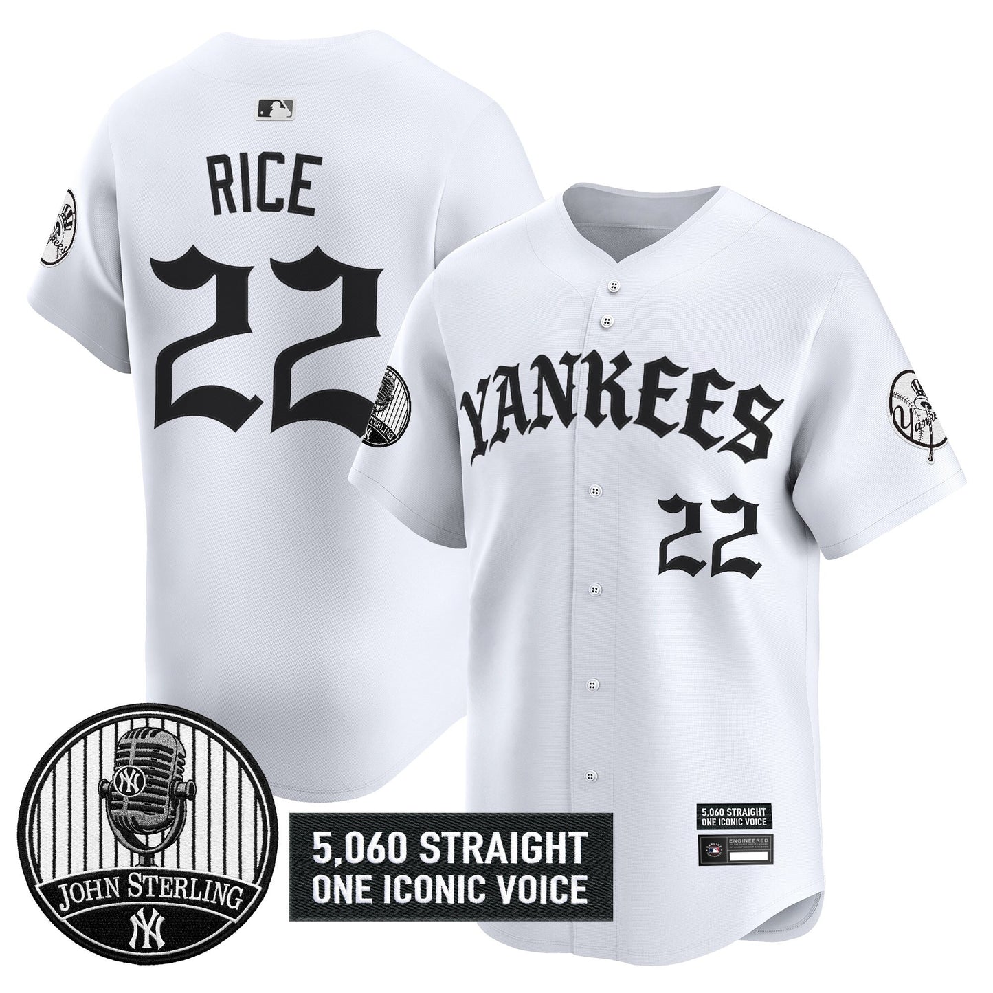 Men's Yankees 'Old English Edition' Vapor Premier Limited Jersey - John Sterling Patch - All Stitched