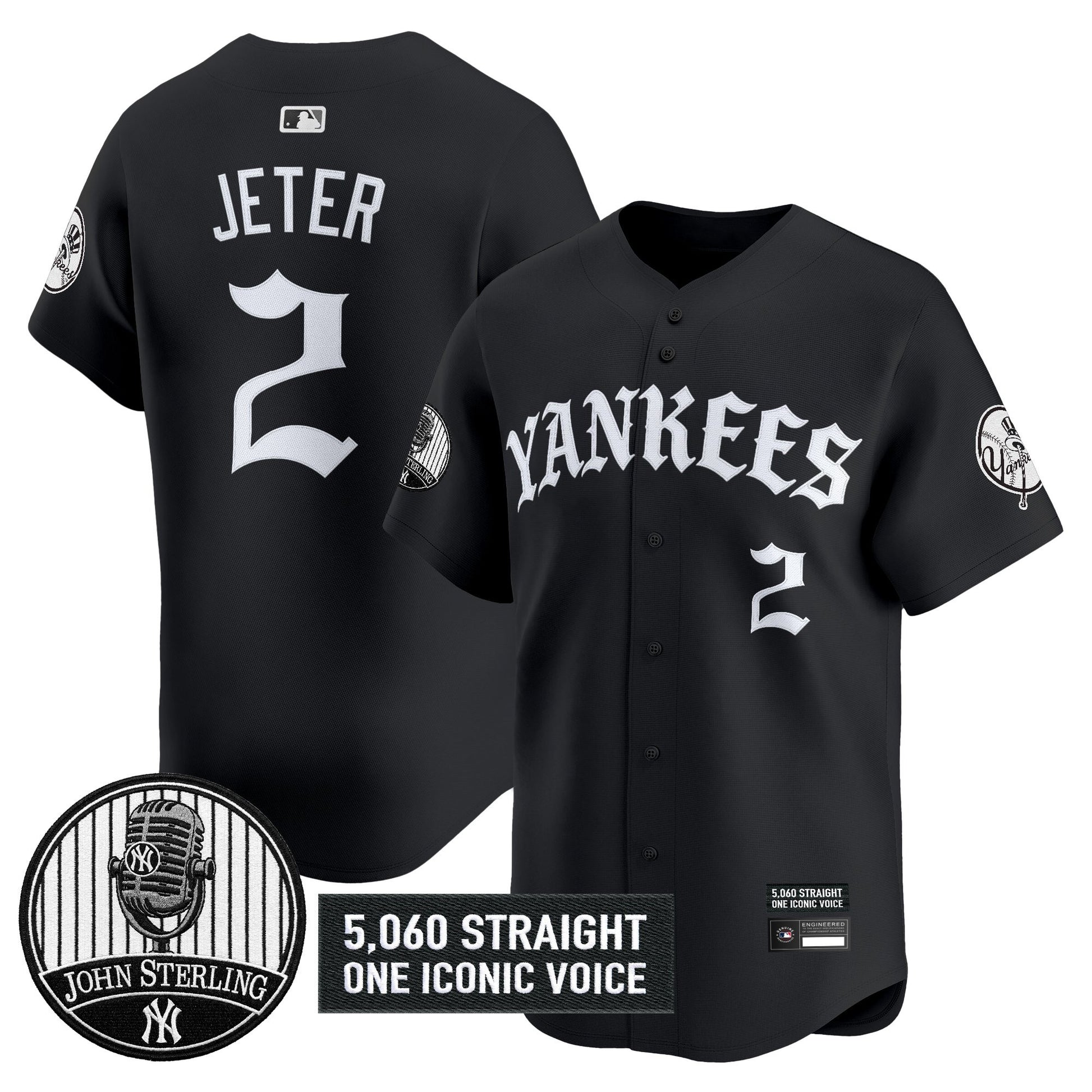 Men's Yankees 'Old English Edition' Vapor Premier Limited Jersey - John Sterling Patch - All Stitched