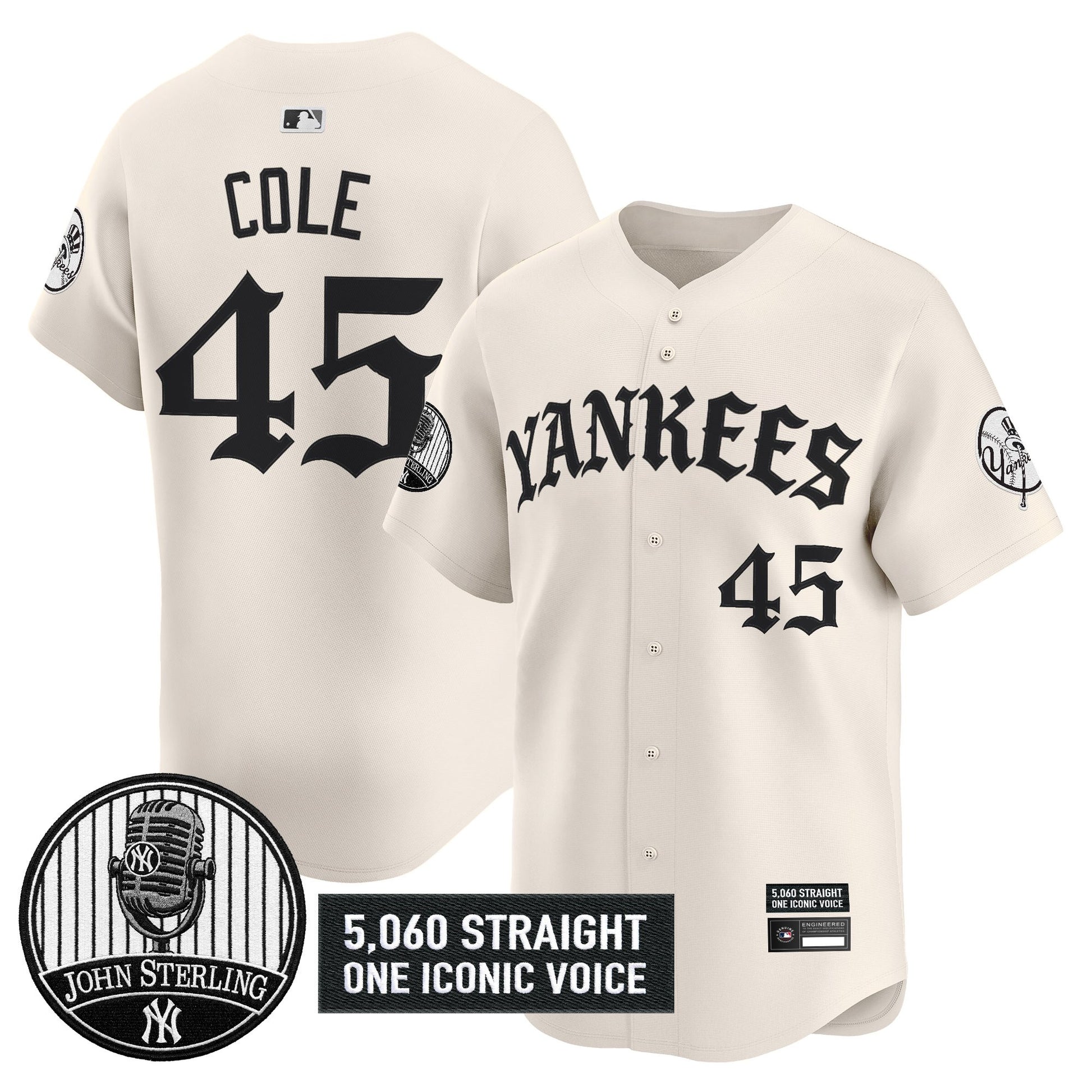 Men's Yankees 'Old English Edition' Vapor Premier Limited Jersey - John Sterling Patch - All Stitched