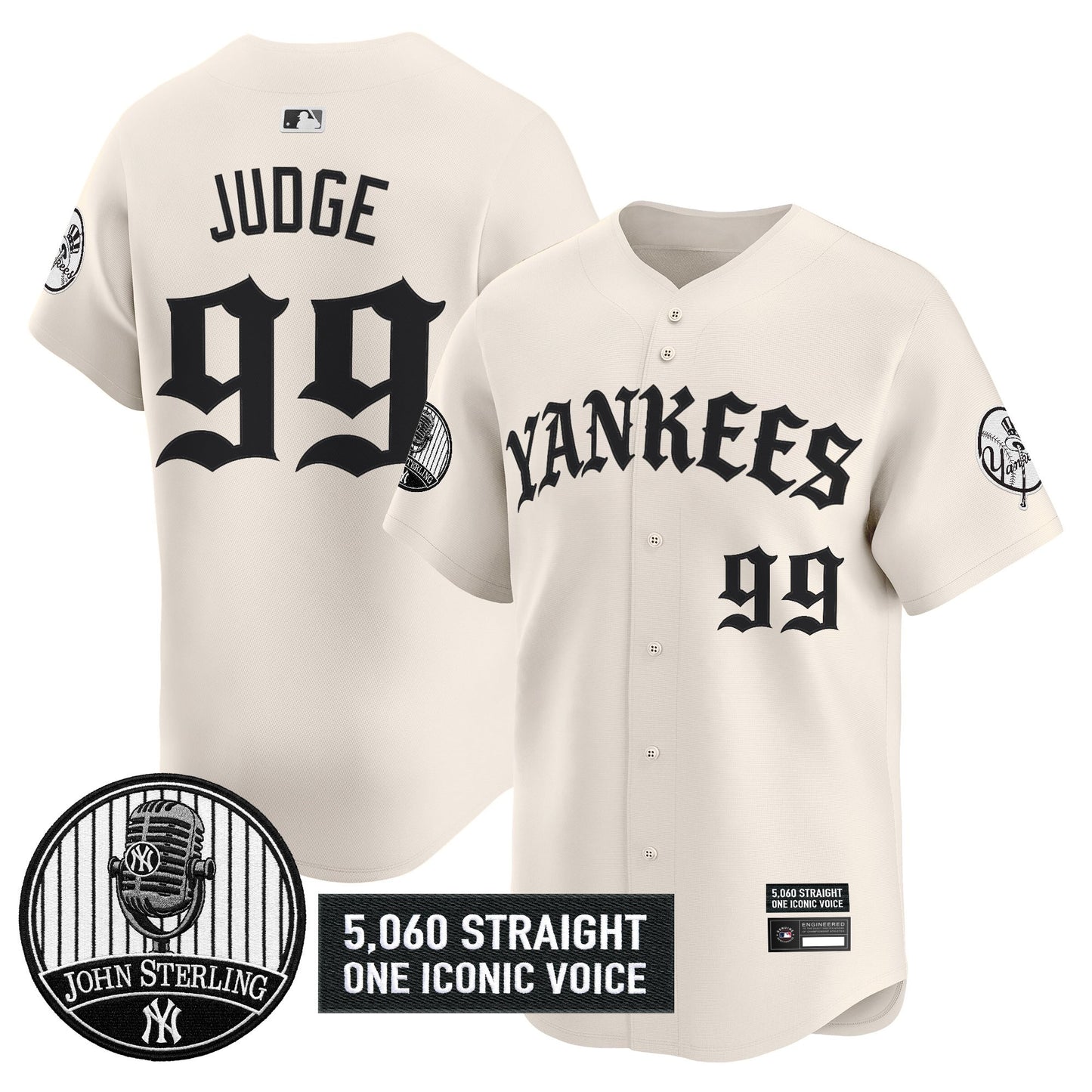 Men's Yankees 'Old English Edition' Vapor Premier Limited Jersey - John Sterling Patch - All Stitched