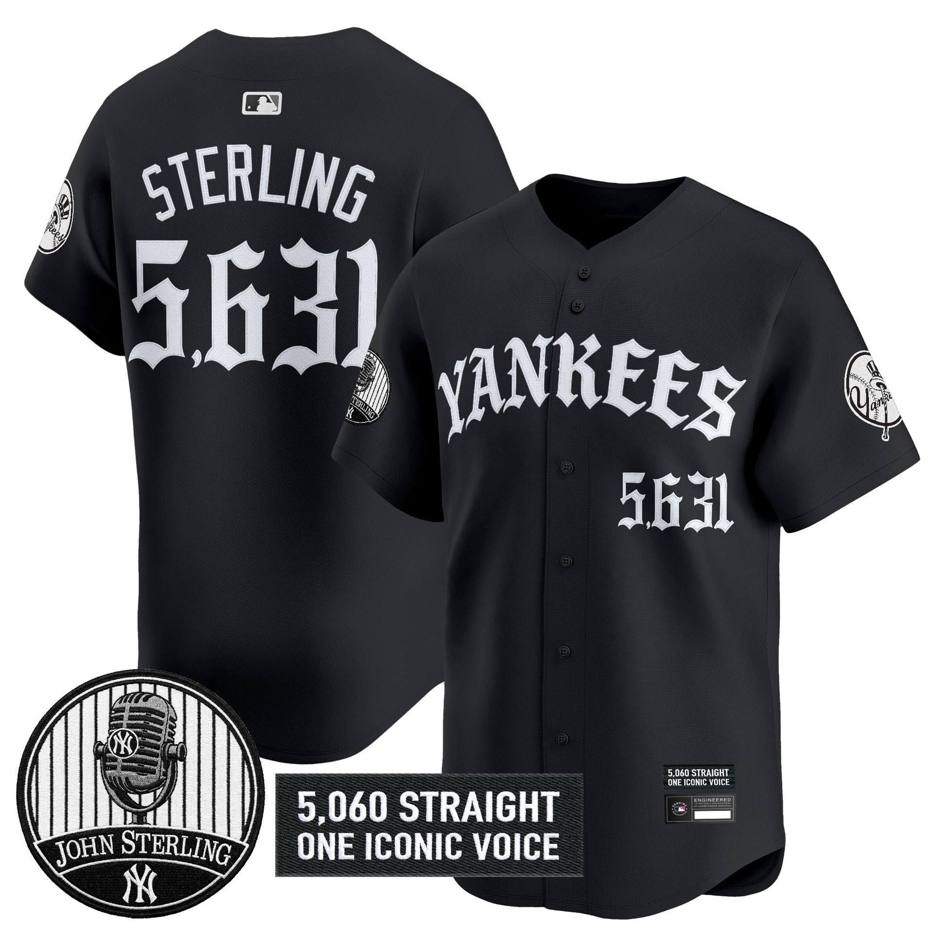 Men's Yankees 'Old English Edition' Vapor Premier Limited Jersey - John Sterling Patch - All Stitched