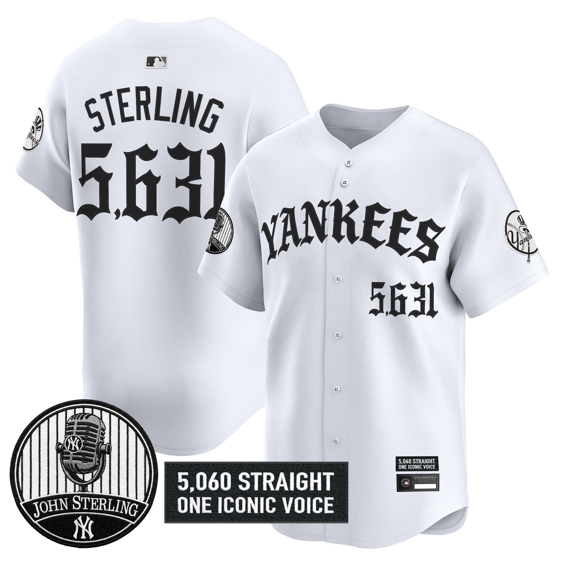 Men's Yankees 'Old English Edition' Vapor Premier Limited Jersey - John Sterling Patch - All Stitched