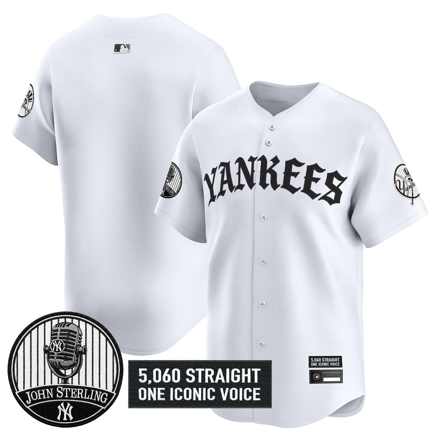 Men's Yankees 'Old English Edition' Vapor Premier Limited Jersey - John Sterling Patch - All Stitched