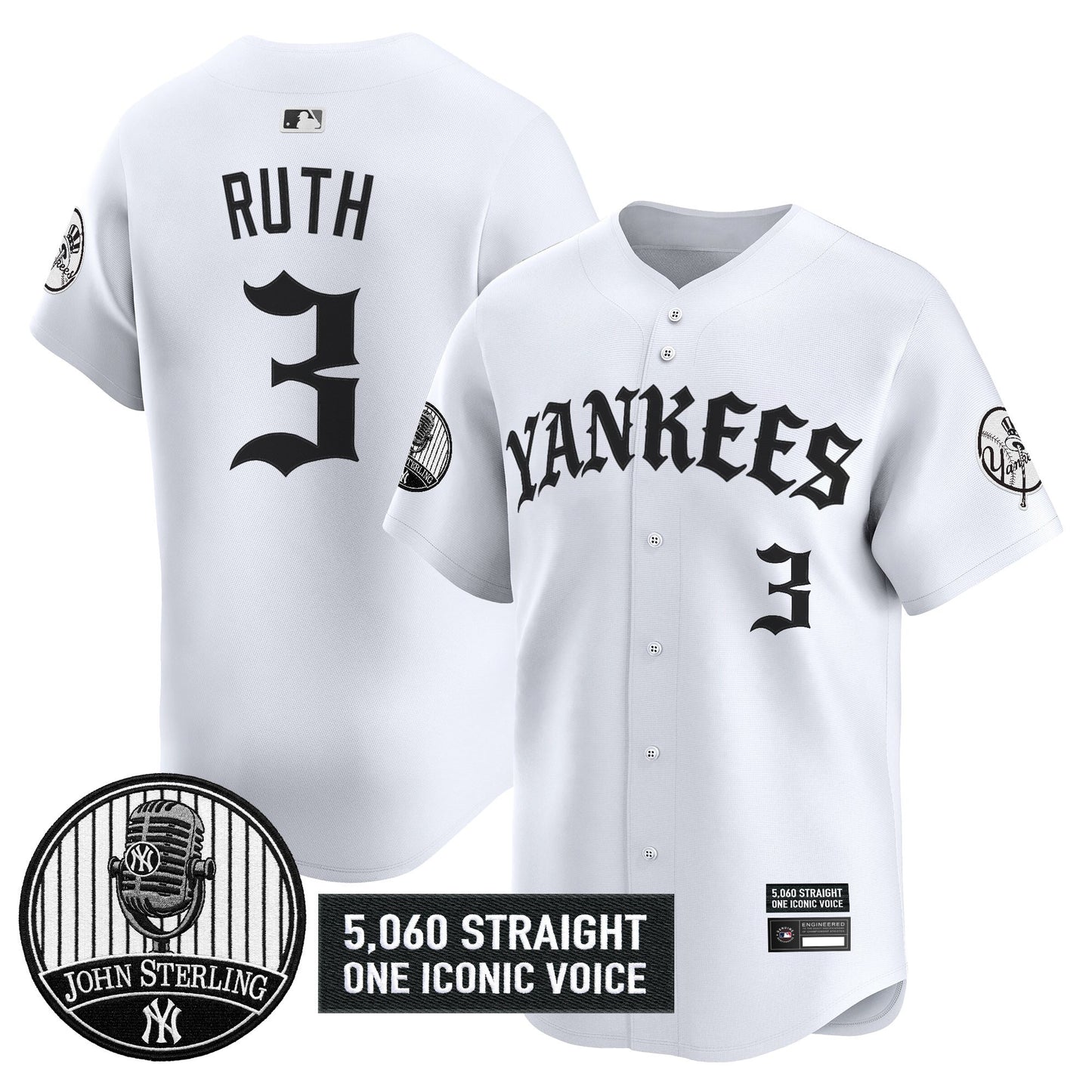 Men's Yankees 'Old English Edition' Vapor Premier Limited Jersey - John Sterling Patch - All Stitched