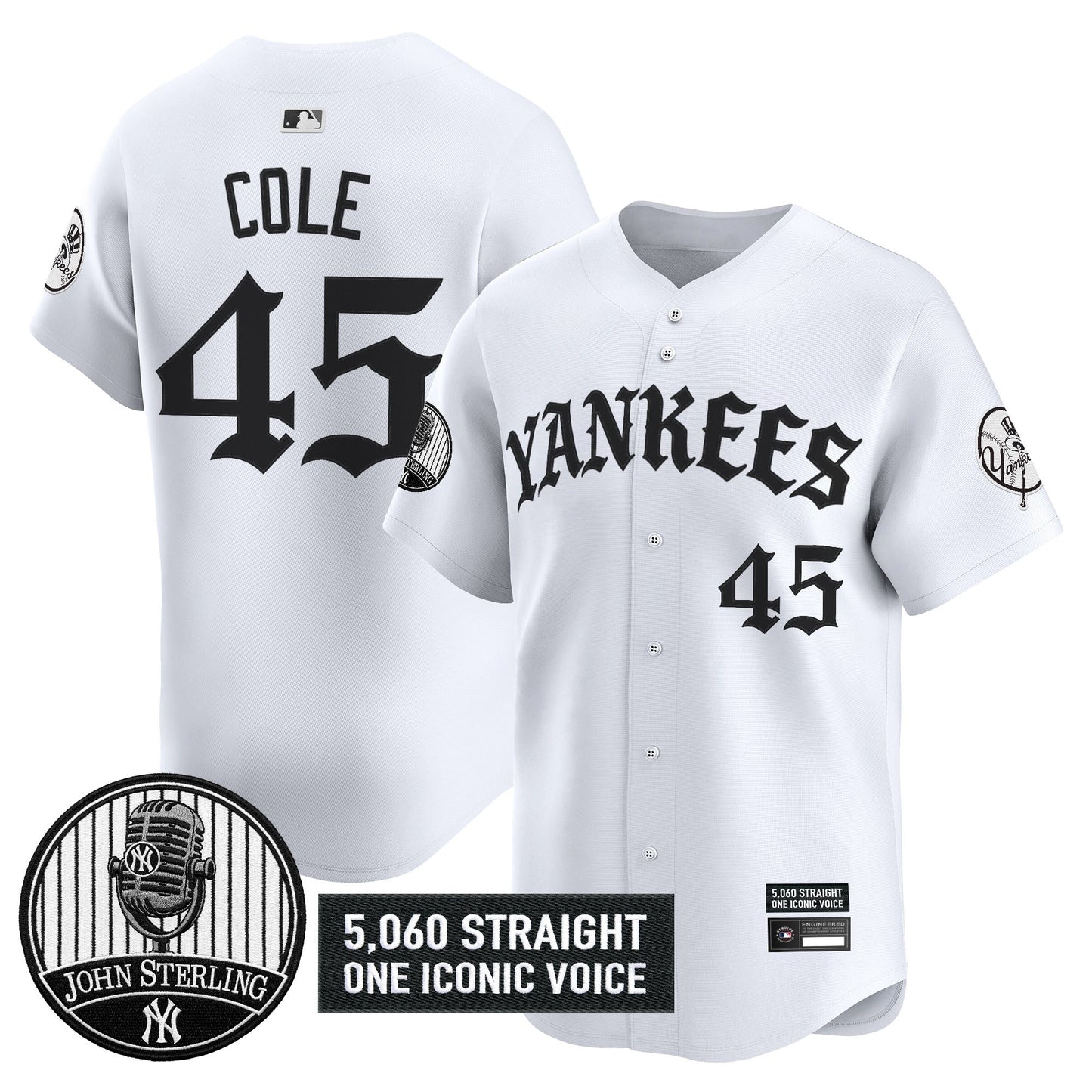 Men's Yankees 'Old English Edition' Vapor Premier Limited Jersey - John Sterling Patch - All Stitched