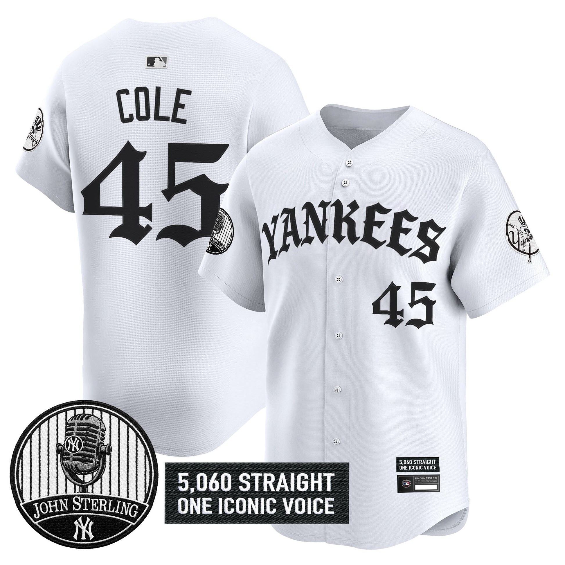Men's Yankees 'Old English Edition' Vapor Premier Limited Jersey - John Sterling Patch - All Stitched