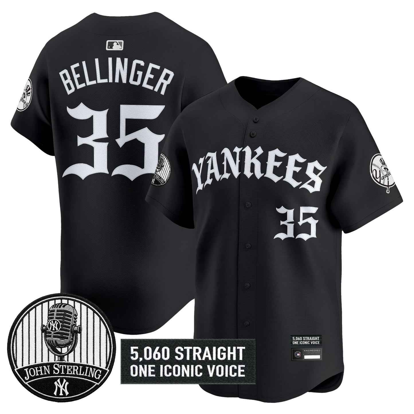 Men's Yankees 'Old English Edition' Vapor Premier Limited Jersey - John Sterling Patch - All Stitched