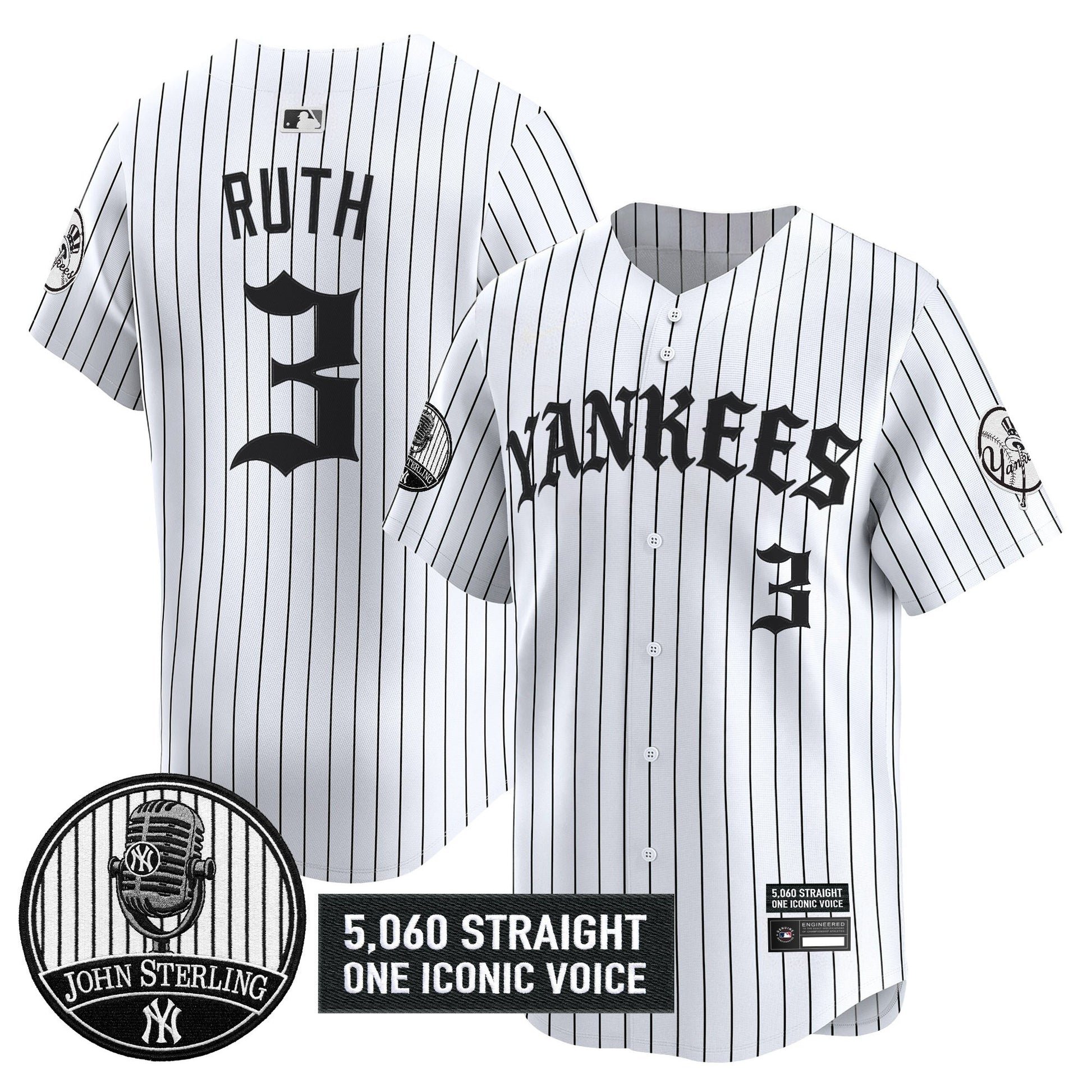 Men's Yankees 'Old English Edition' Vapor Premier Limited Jersey - John Sterling Patch - All Stitched