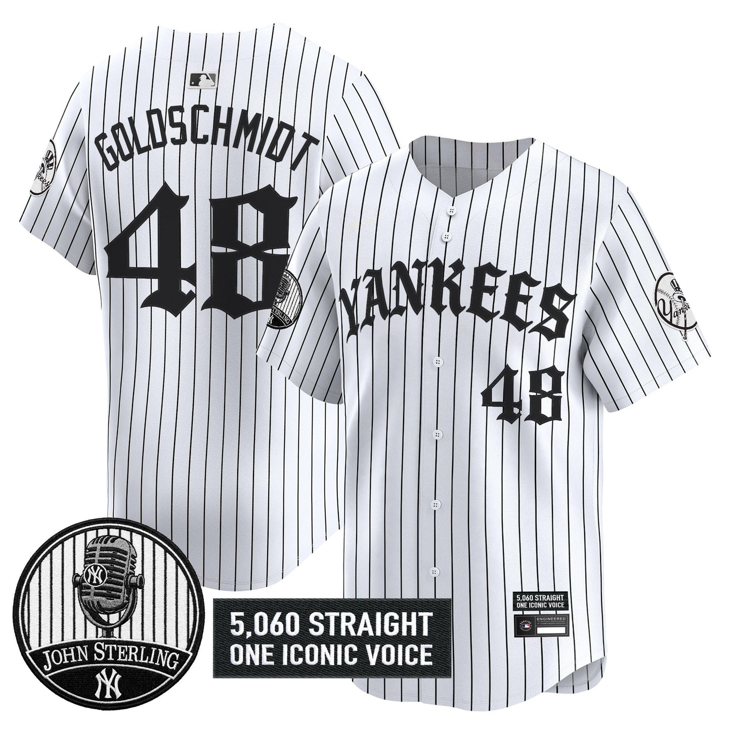 Men's Yankees 'Old English Edition' Vapor Premier Limited Jersey - John Sterling Patch - All Stitched