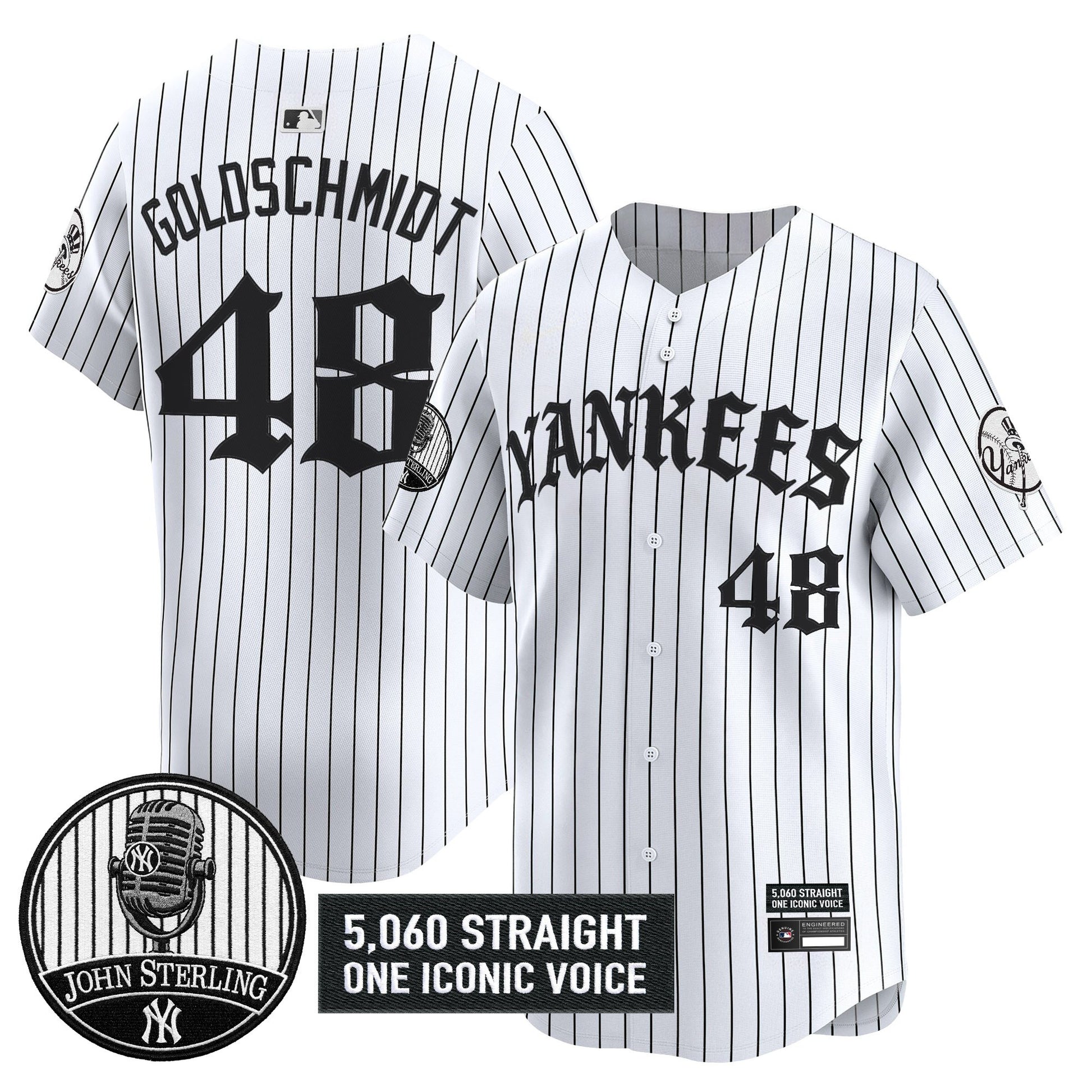 Men's Yankees 'Old English Edition' Vapor Premier Limited Jersey - John Sterling Patch - All Stitched