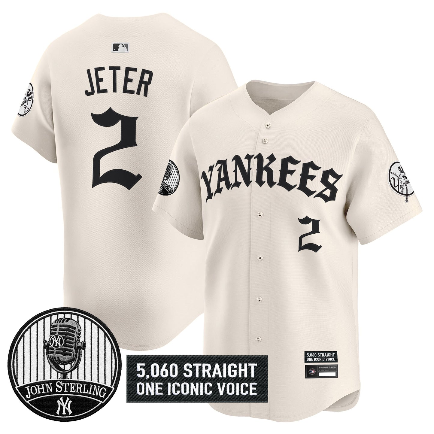 Men's Yankees 'Old English Edition' Vapor Premier Limited Jersey - John Sterling Patch - All Stitched