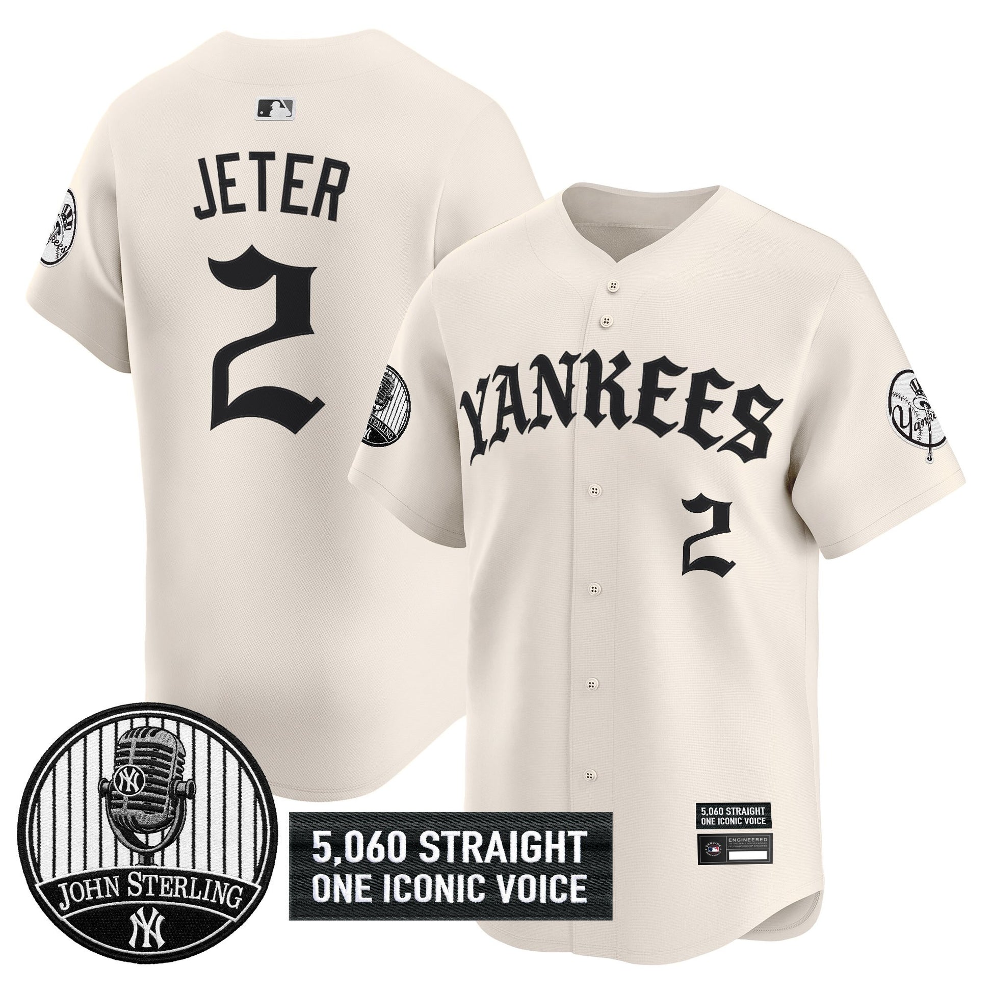 Men's Yankees 'Old English Edition' Vapor Premier Limited Jersey - John Sterling Patch - All Stitched
