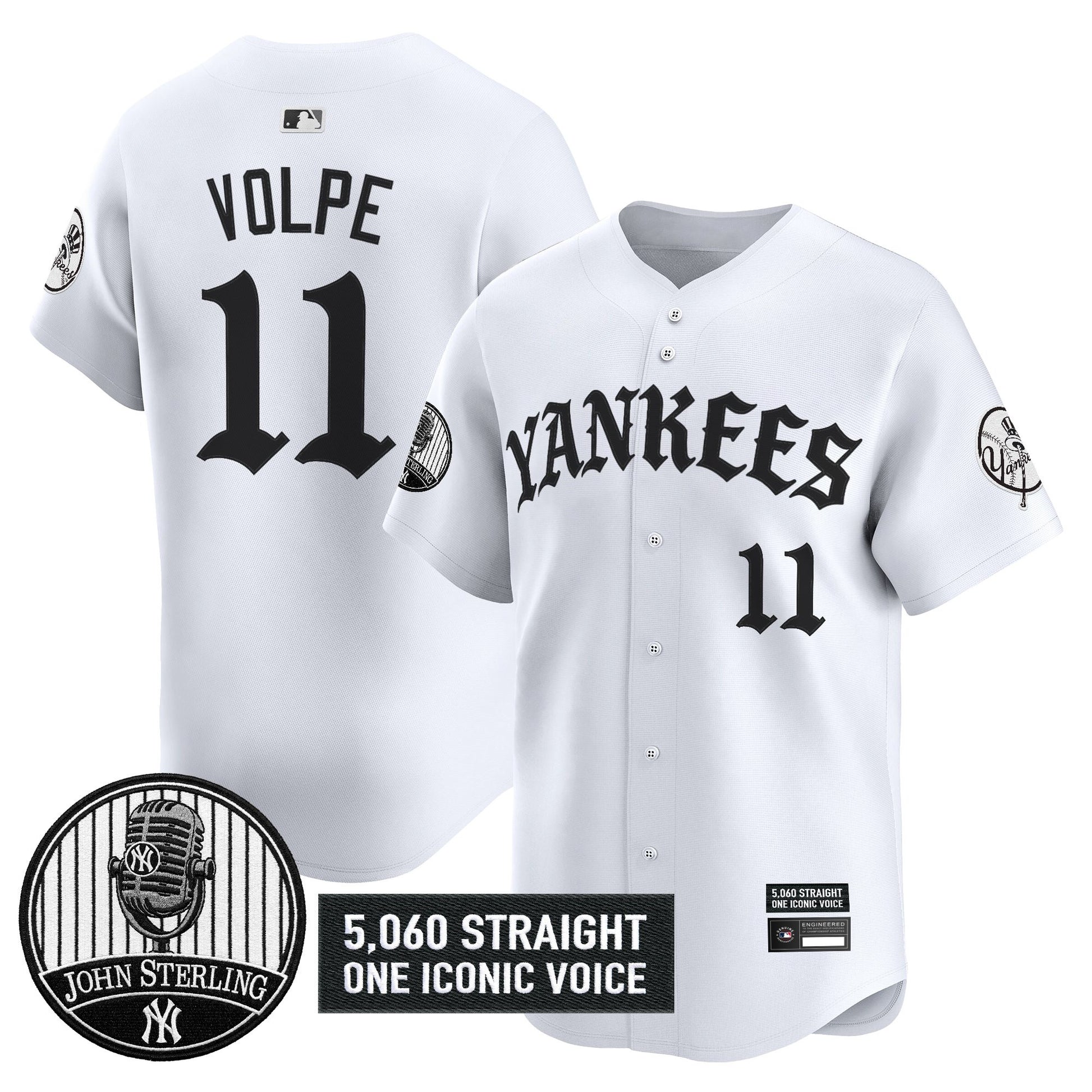 Men's Yankees 'Old English Edition' Vapor Premier Limited Jersey - John Sterling Patch - All Stitched