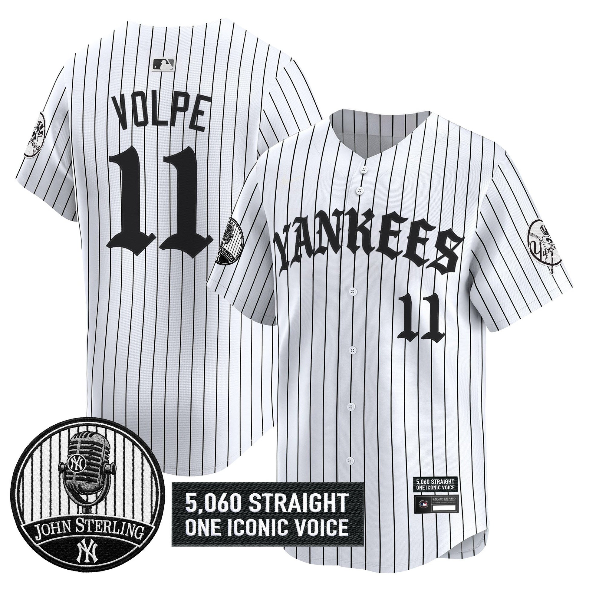 Men's Yankees 'Old English Edition' Vapor Premier Limited Jersey - John Sterling Patch - All Stitched