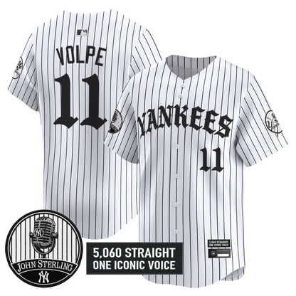 Men's Yankees 'Old English Edition' Vapor Premier Limited Jersey - John Sterling Patch - All Stitched
