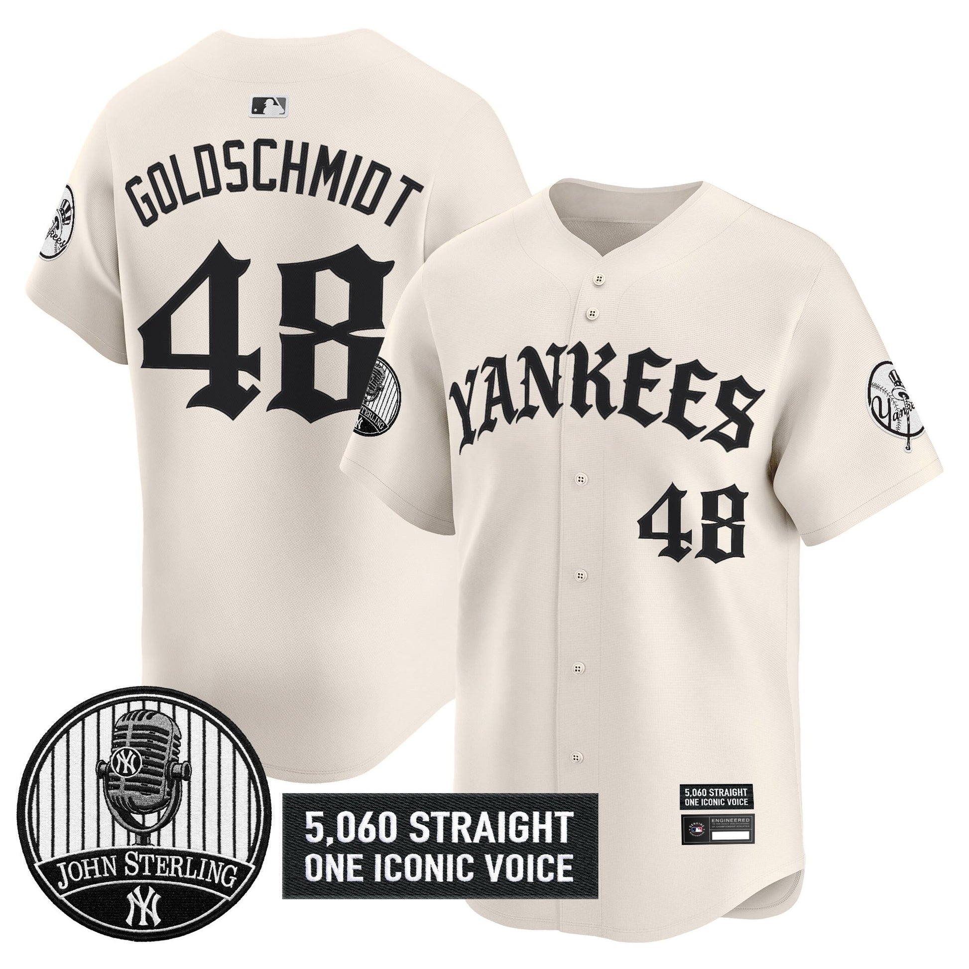 Men's Yankees 'Old English Edition' Vapor Premier Limited Jersey - John Sterling Patch - All Stitched