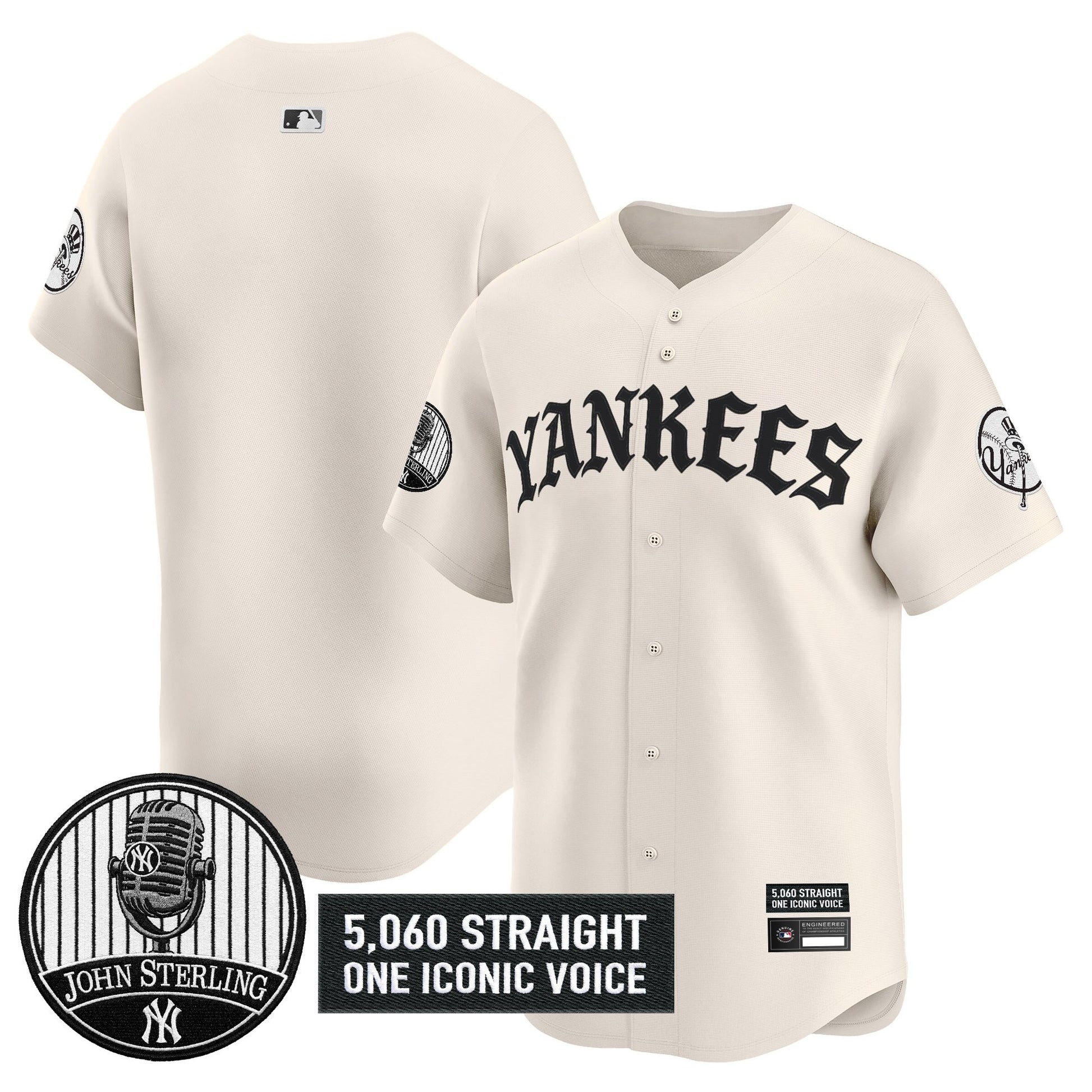 Men's Yankees 'Old English Edition' Vapor Premier Limited Jersey - John Sterling Patch - All Stitched