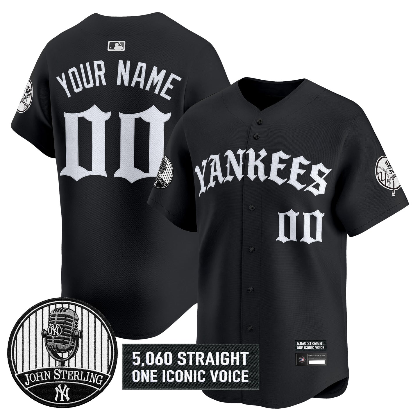Yankees 'Old English Edition' Vapor Premier Limited Custom Jersey - John Sterling Patch - All Stitched