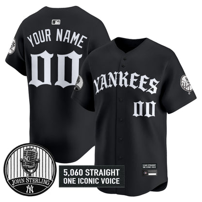 Yankees 'Old English Edition' Vapor Premier Limited Custom Jersey - John Sterling Patch - All Stitched