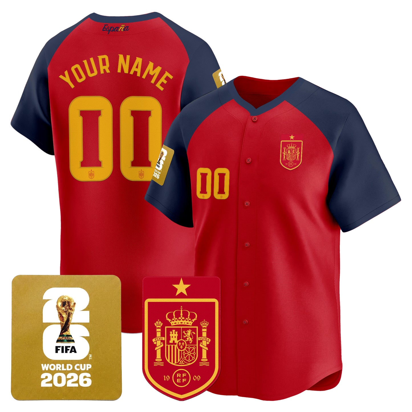 Spain 2026 World Cup Vapor Custom Baseball Jersey - Stitched