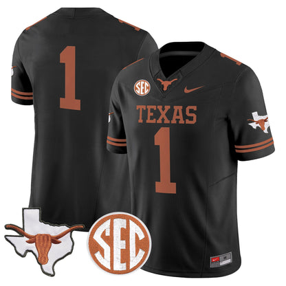 Texas Longhorns 2026 State Map & SEC Patch Vapor Limited Jersey - All Stitched