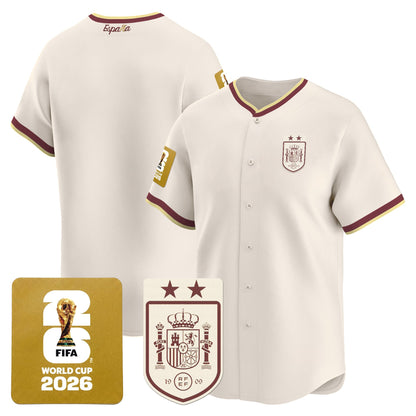  Spain 2026 World Cup Vapor Baseball Jersey - 2-Star World Champions - Stitched