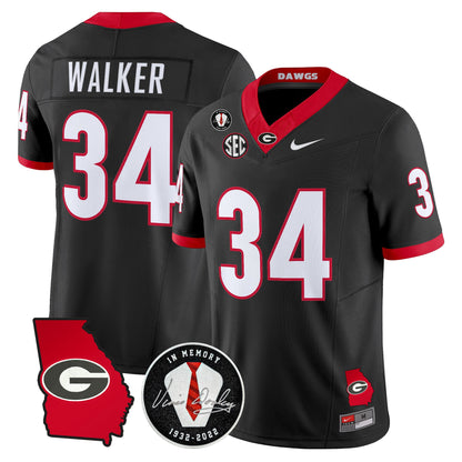 Georgia Bulldogs 2026 Georgia Map & Vince Dooley Patch Vapor Limited Jersey - Stitched