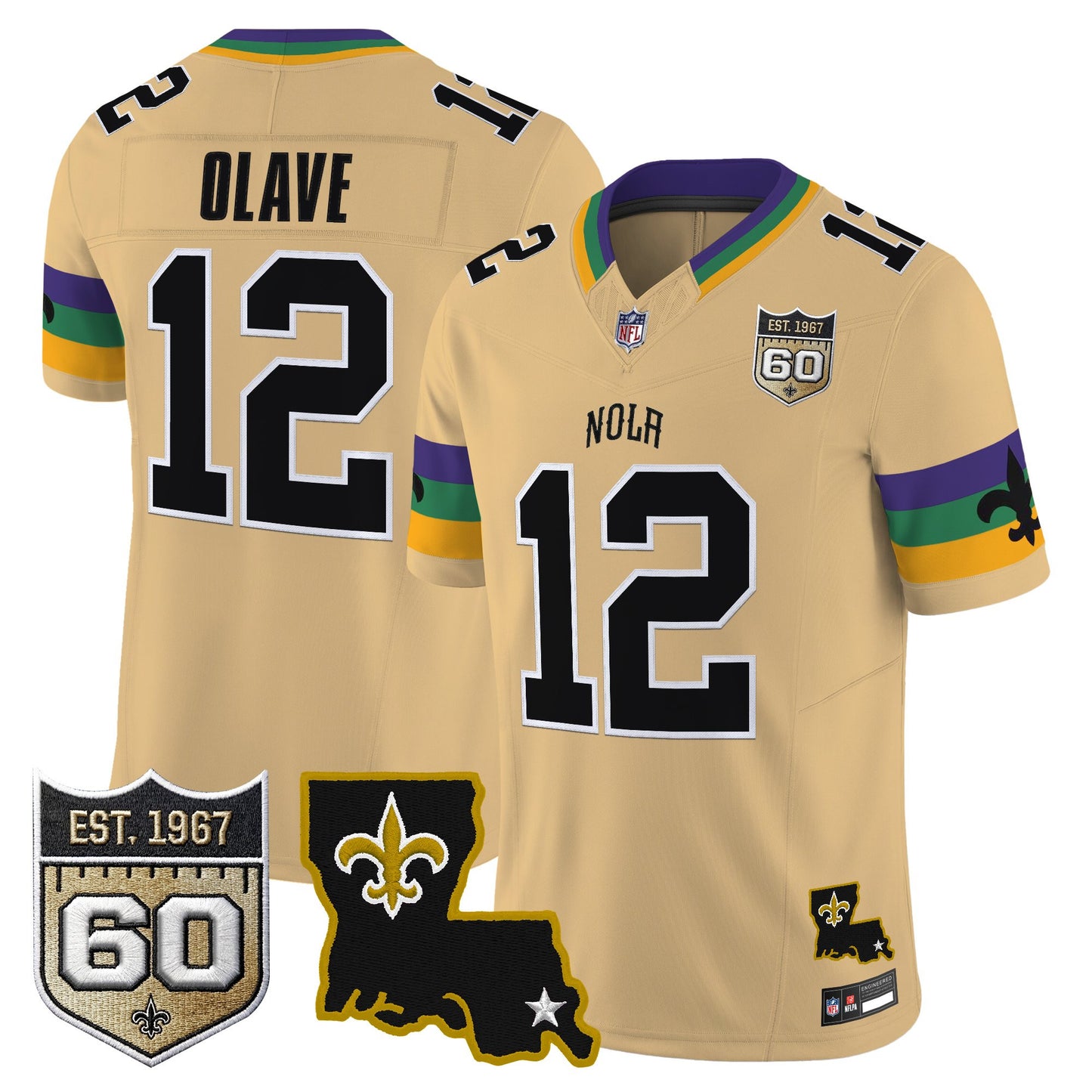 Men's Saints 2026 New Orleans City Vapor Limited Jersey - 60th Anniversary Patch - All Stitched