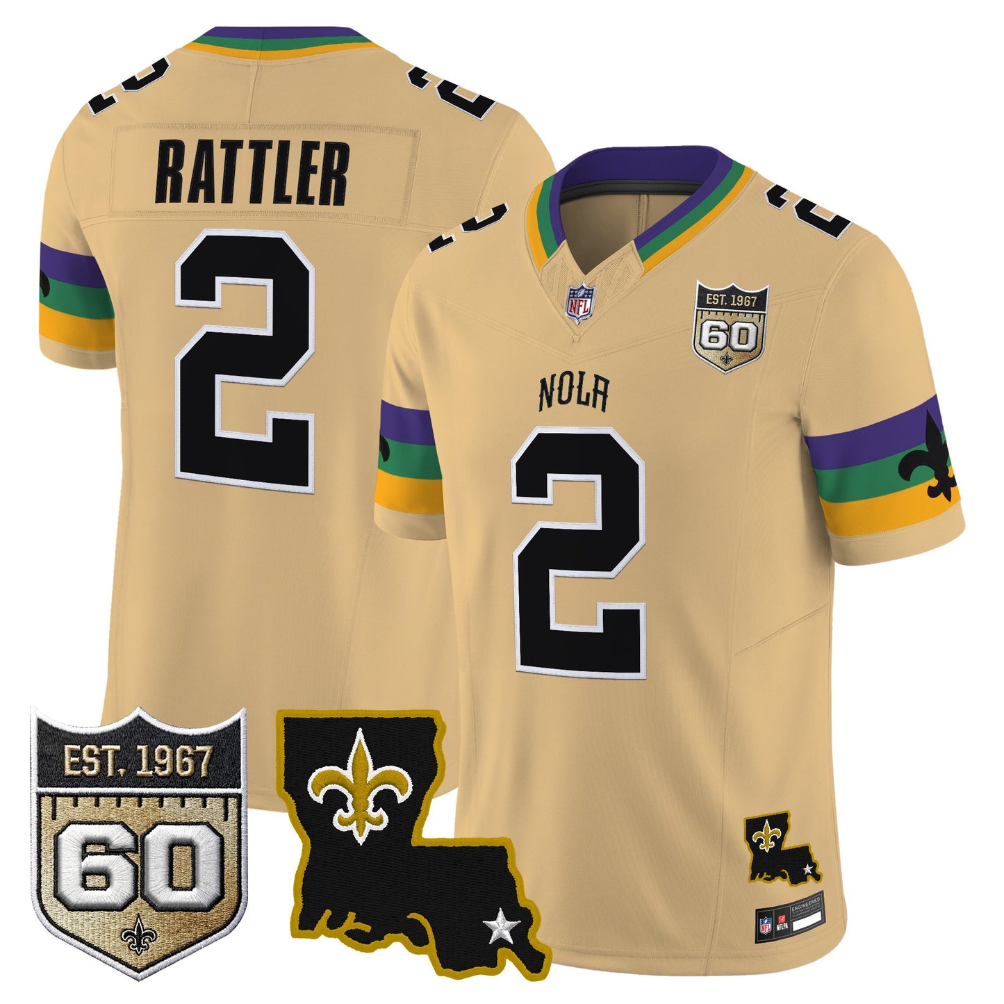 Men's Saints 2026 New Orleans City Vapor Limited Jersey - 60th Anniversary Patch - All Stitched