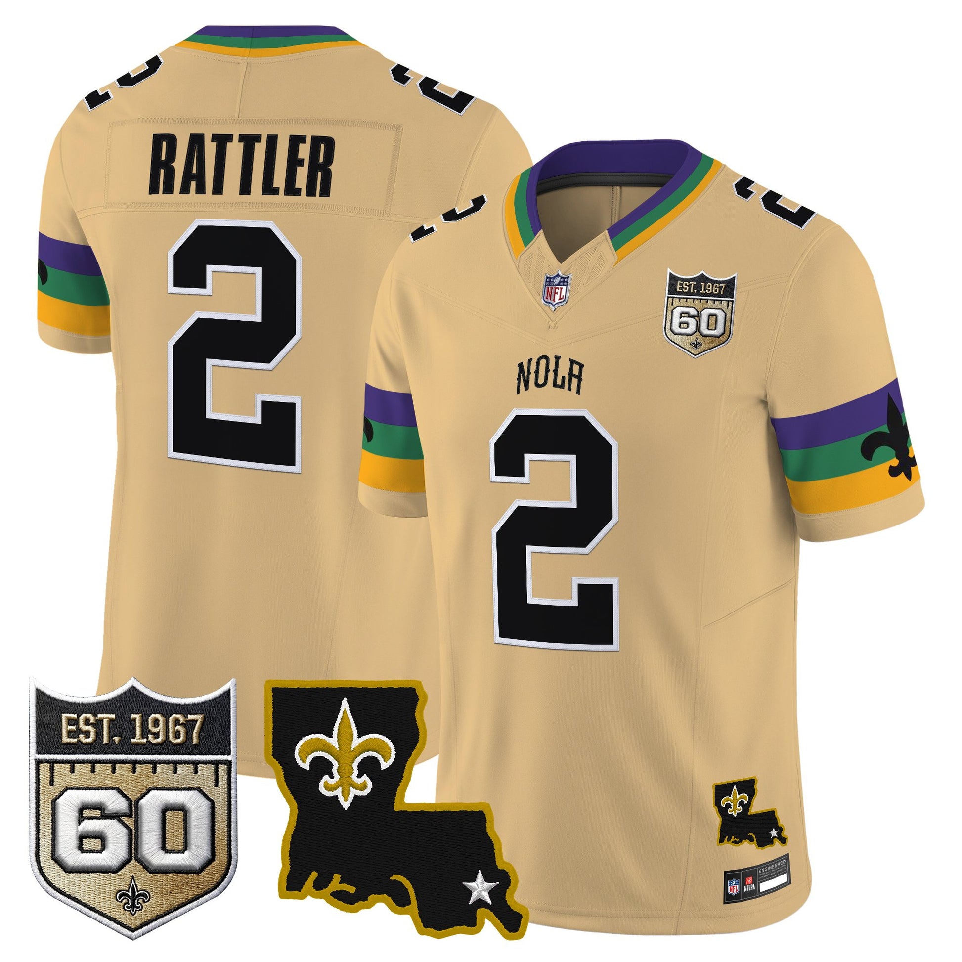 Men's Saints 2026 New Orleans City Vapor Limited Jersey - 60th Anniversary Patch - All Stitched