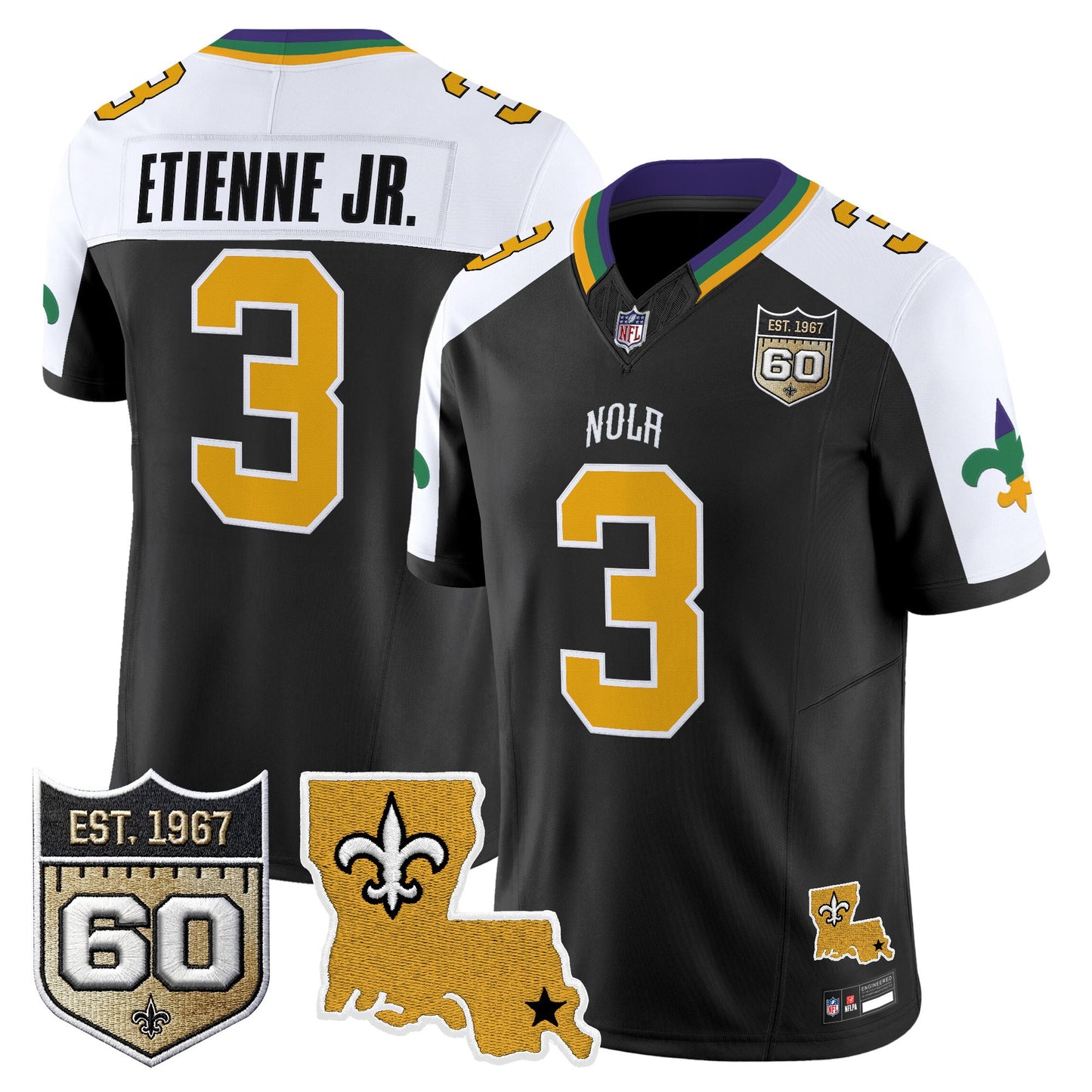 Men's Saints 2026 New Orleans City Vapor Limited Jersey - 60th Anniversary Patch - All Stitched