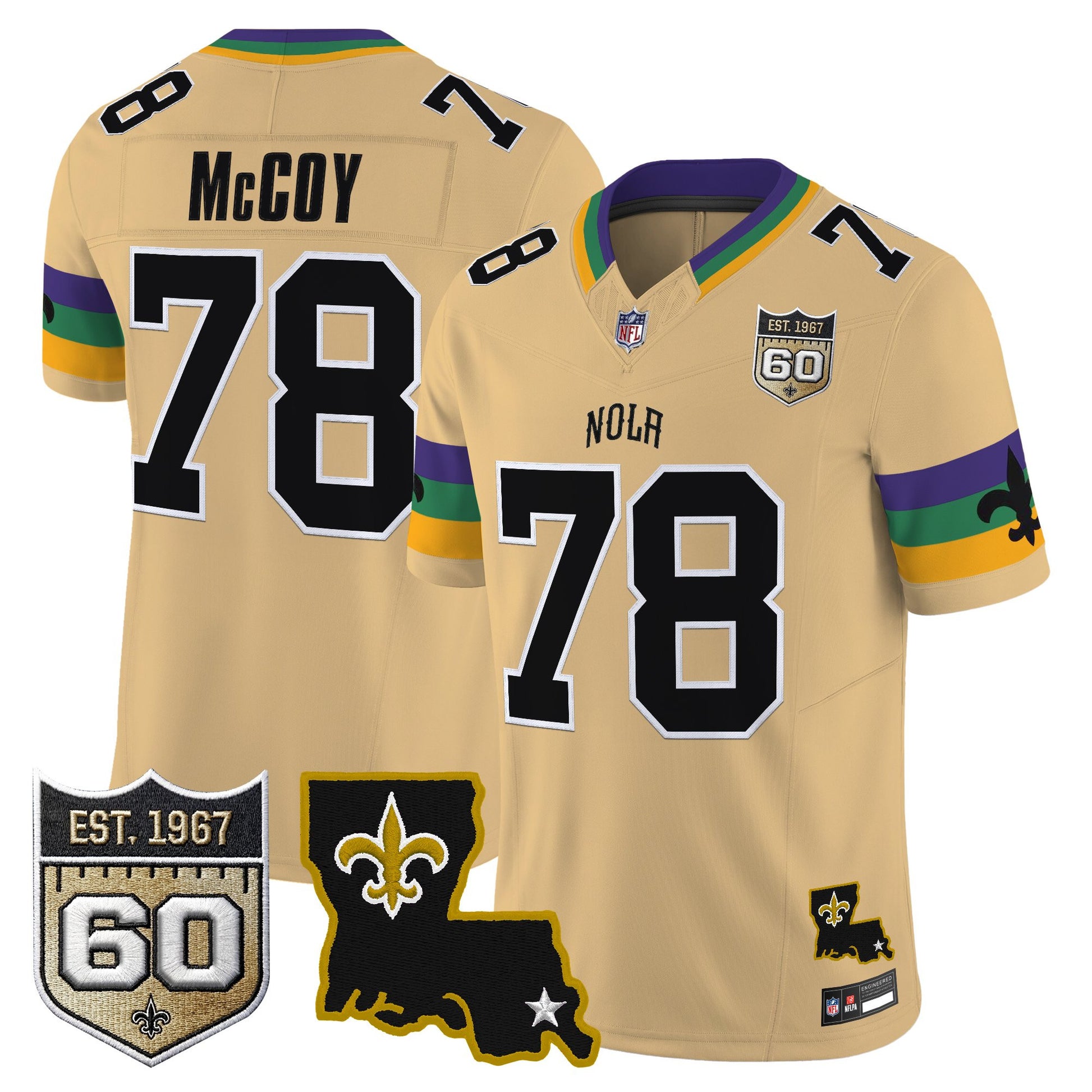 Men's Saints 2026 New Orleans City Vapor Limited Jersey - 60th Anniversary Patch - All Stitched