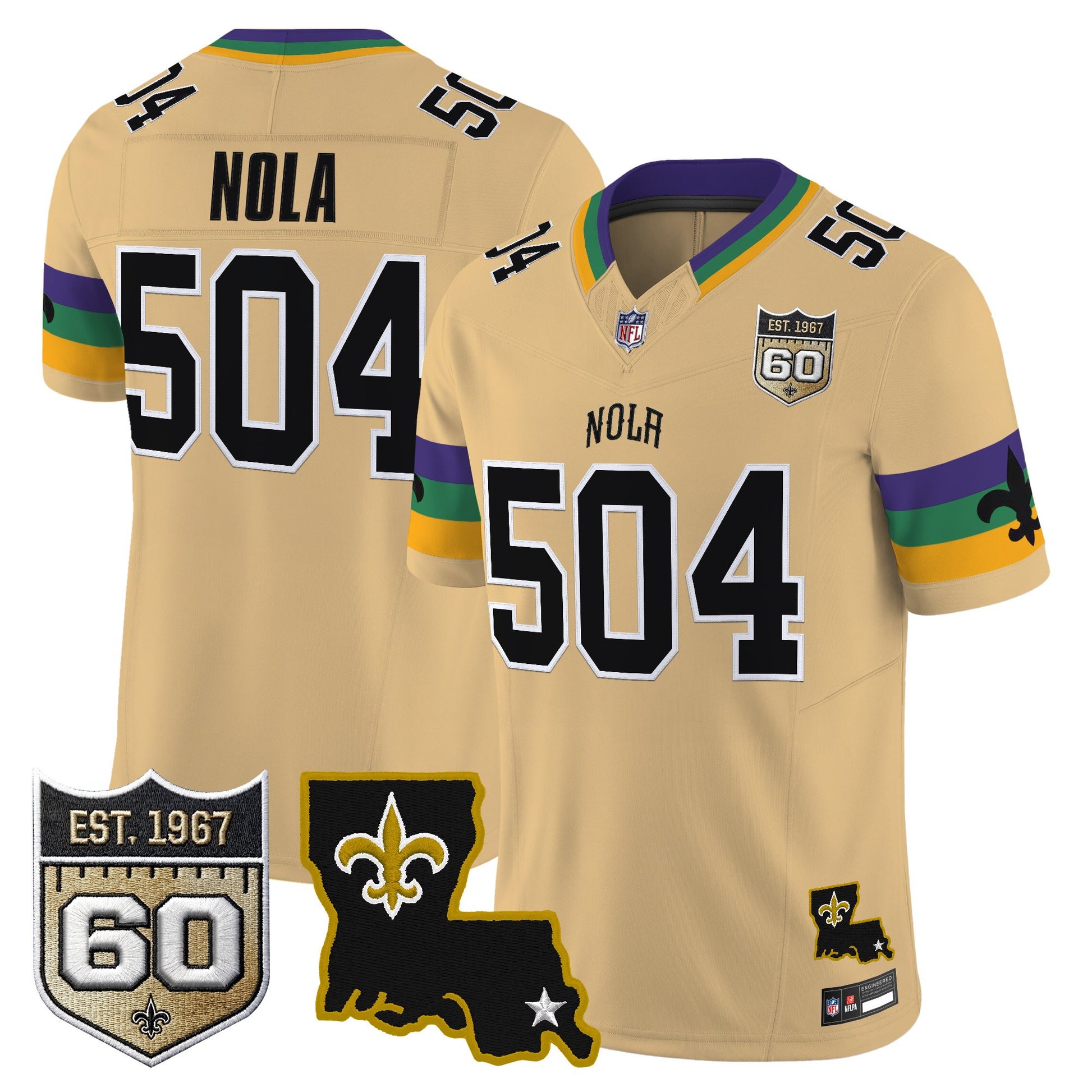 Men's Saints 2026 New Orleans City Vapor Limited Jersey - 60th Anniversary Patch - All Stitched