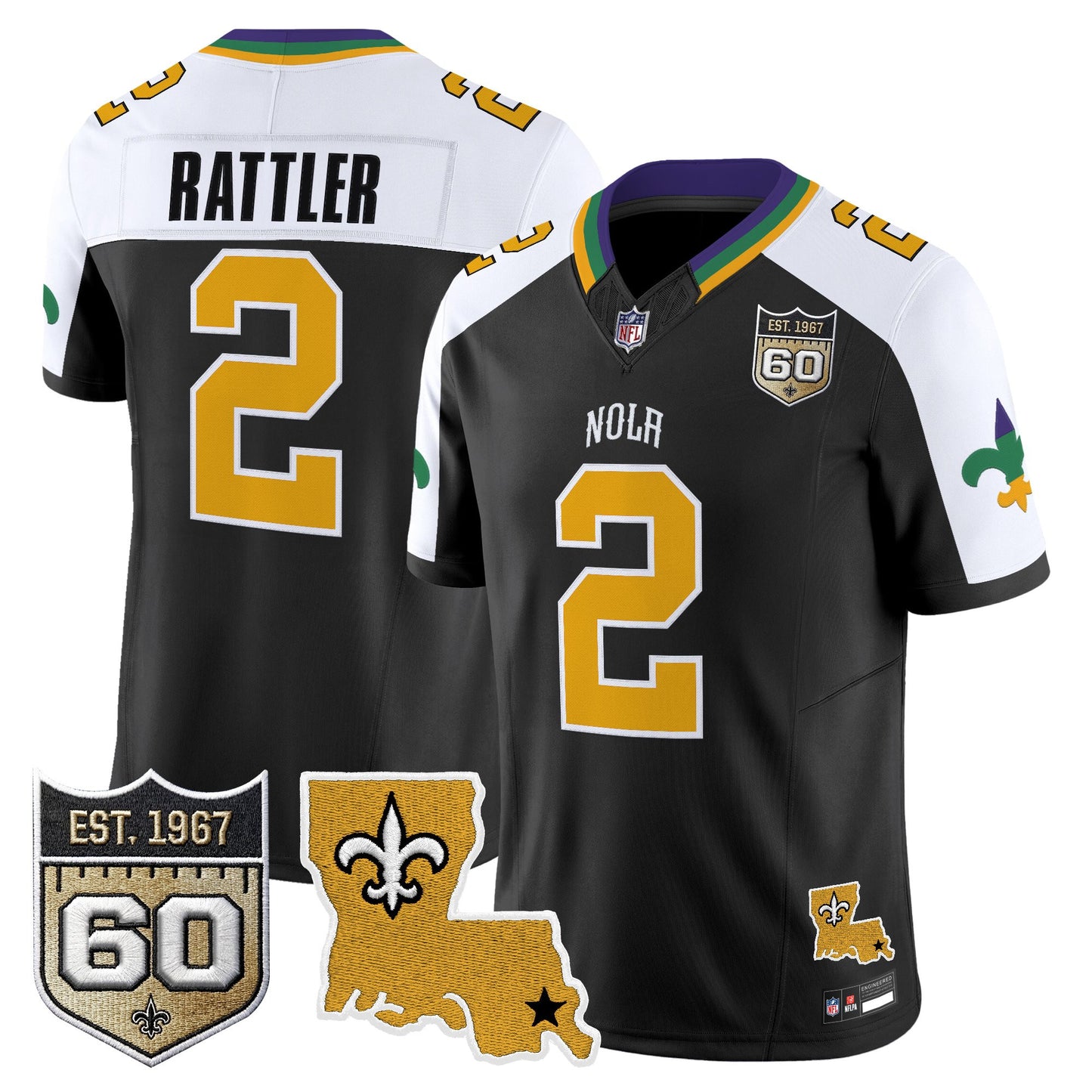 Men's Saints 2026 New Orleans City Vapor Limited Jersey - 60th Anniversary Patch - All Stitched
