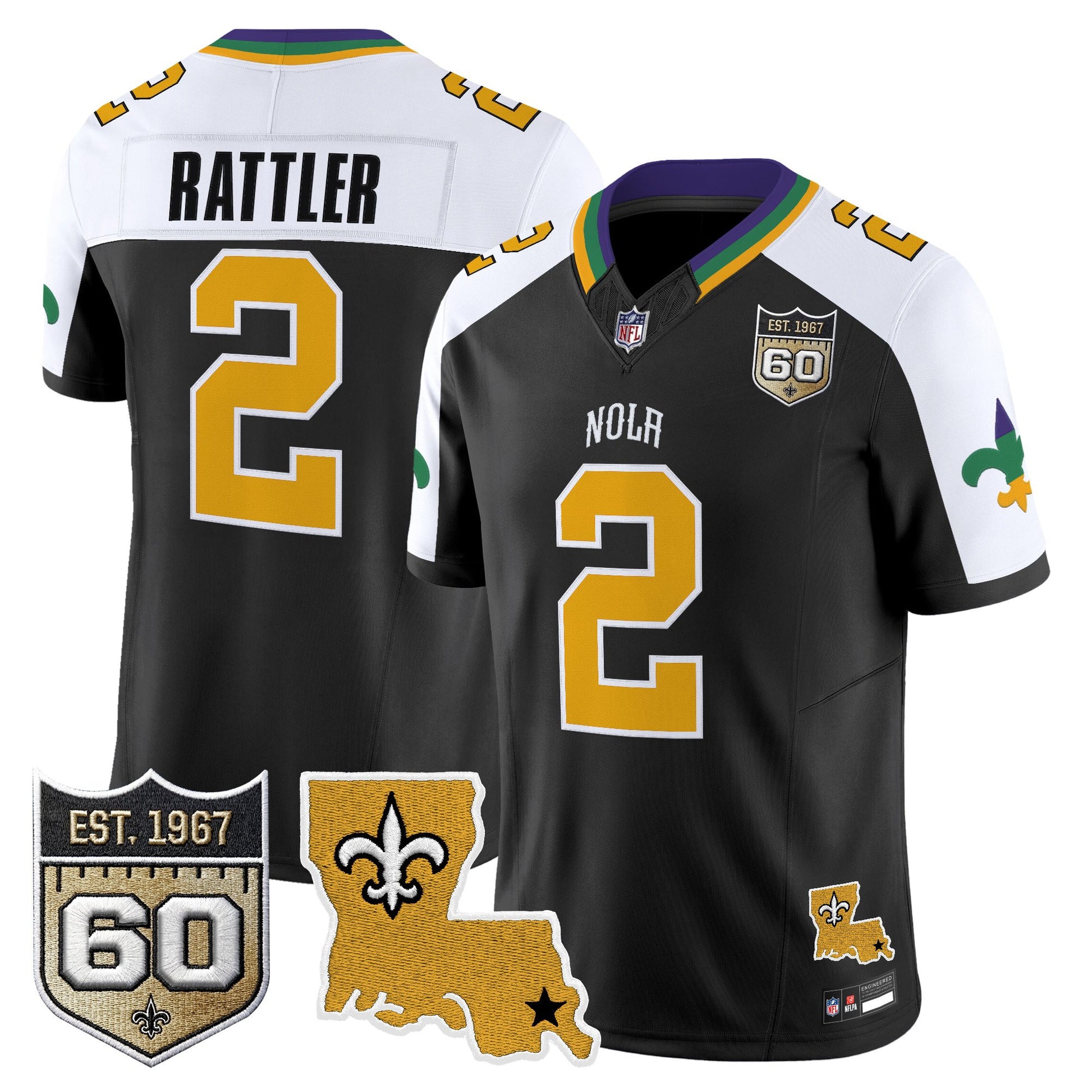 Men's Saints 2026 New Orleans City Vapor Limited Jersey - 60th Anniversary Patch - All Stitched