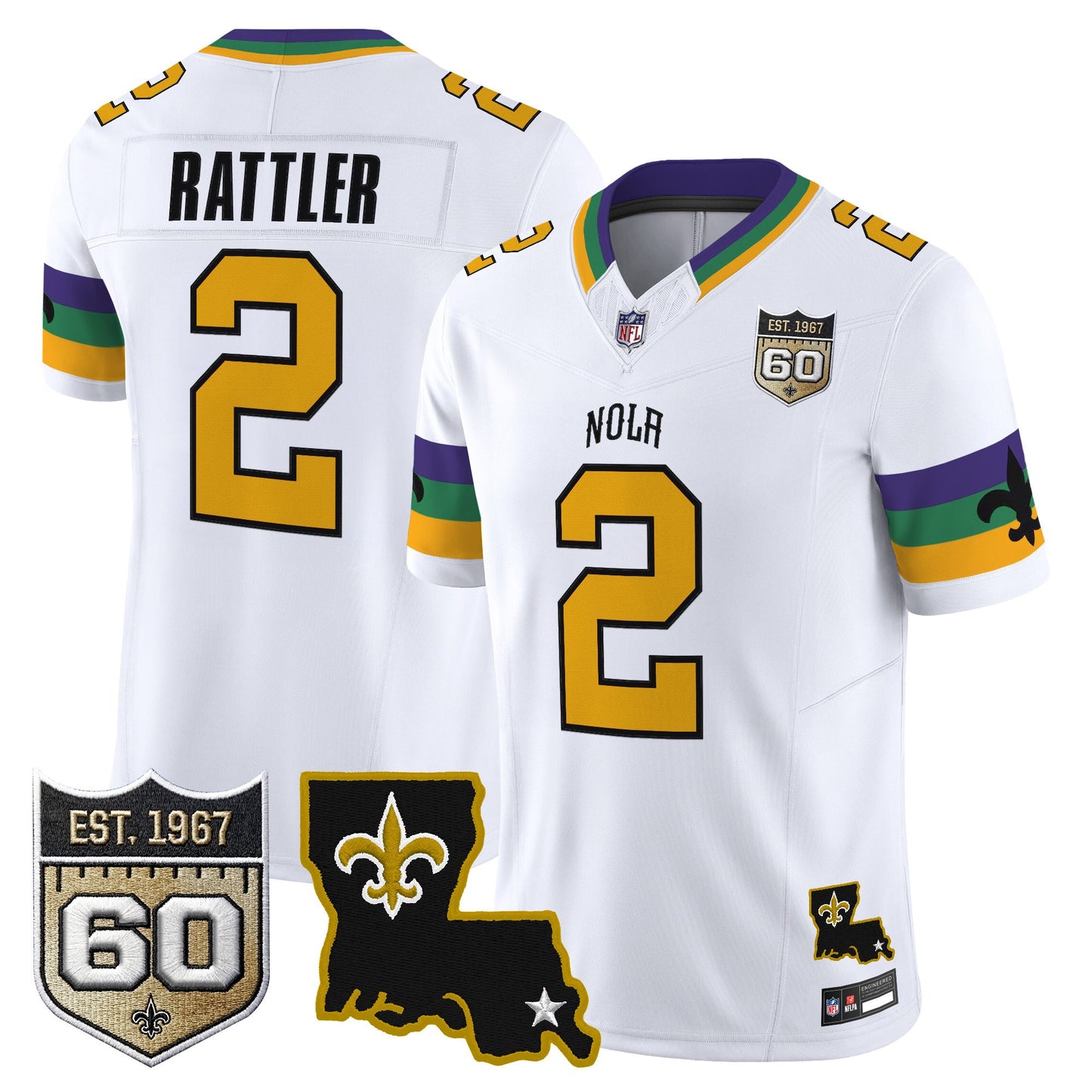 Men's Saints 2026 New Orleans City Vapor Limited Jersey - 60th Anniversary Patch - All Stitched