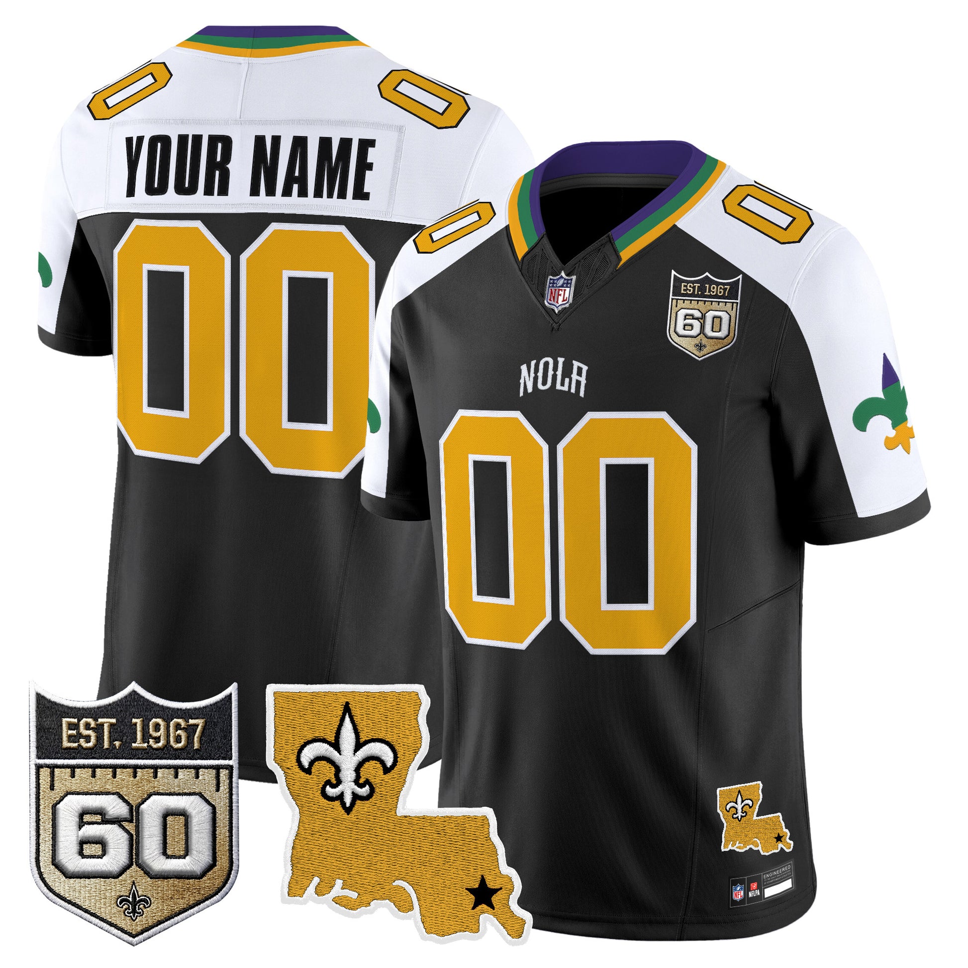 Saints 2026 New Orleans City Vapor Limited Custom Jersey - 60th Anniversary Patch - All Stitched