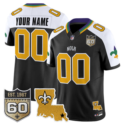 Saints 2026 New Orleans City Vapor Limited Custom Jersey - 60th Anniversary Patch - All Stitched