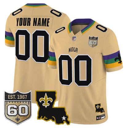 Saints 2026 New Orleans City Vapor Limited Custom Jersey - 60th Anniversary Patch - All Stitched