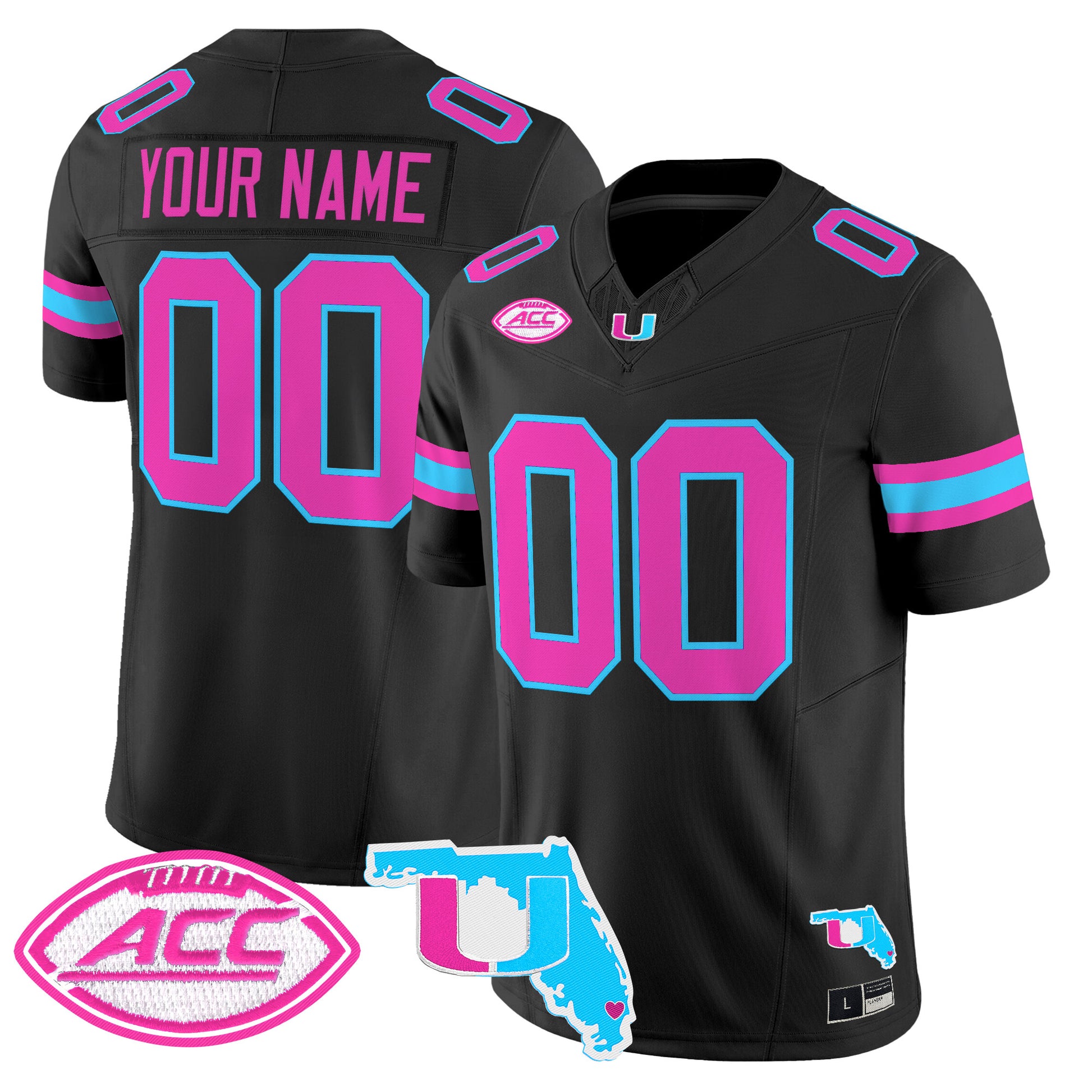 Miami Hurricanes Vice City Vapor Limited Custom Jersey - All Stitched