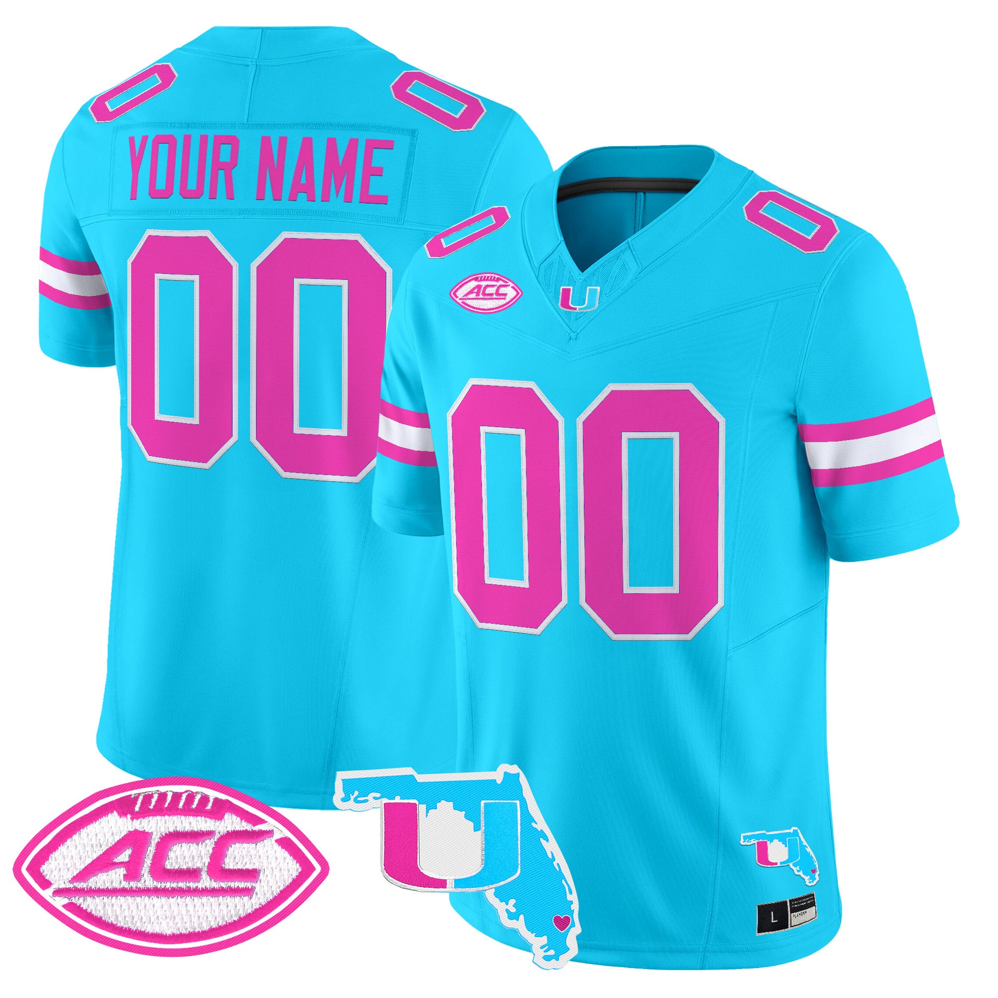 Miami Hurricanes Vice City Vapor Limited Custom Jersey - All Stitched