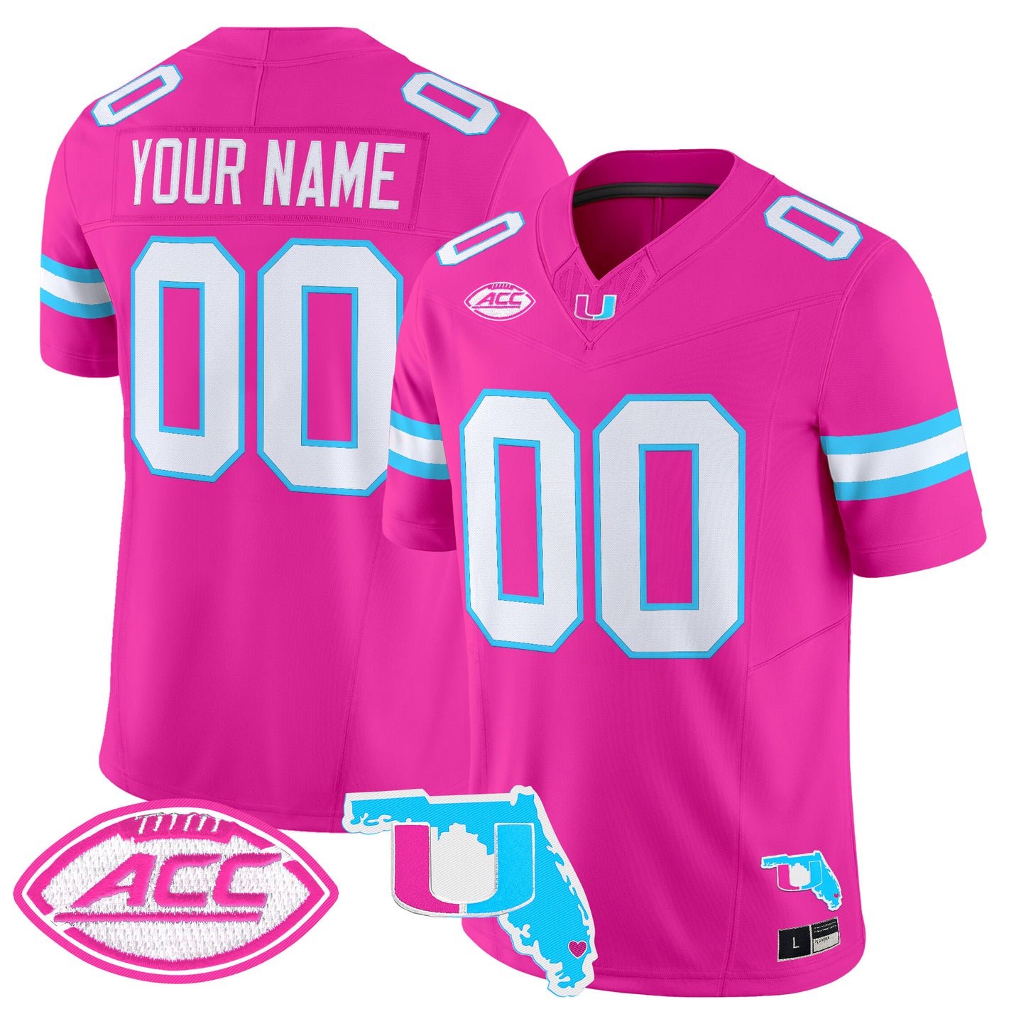 Miami Hurricanes Vice City Vapor Limited Custom Jersey - All Stitched