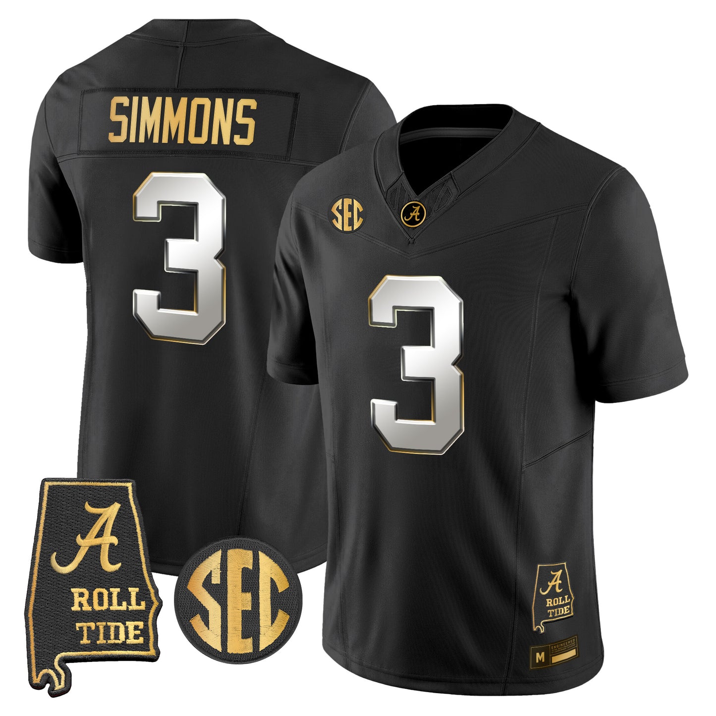 Alabama Crimson Tide 2026 Gold Vapor Limited Jersey - Alabama Map - Stitched
