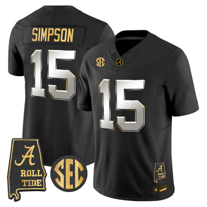 Alabama Crimson Tide 2026 Gold Vapor Limited Jersey - Alabama Map - Stitched