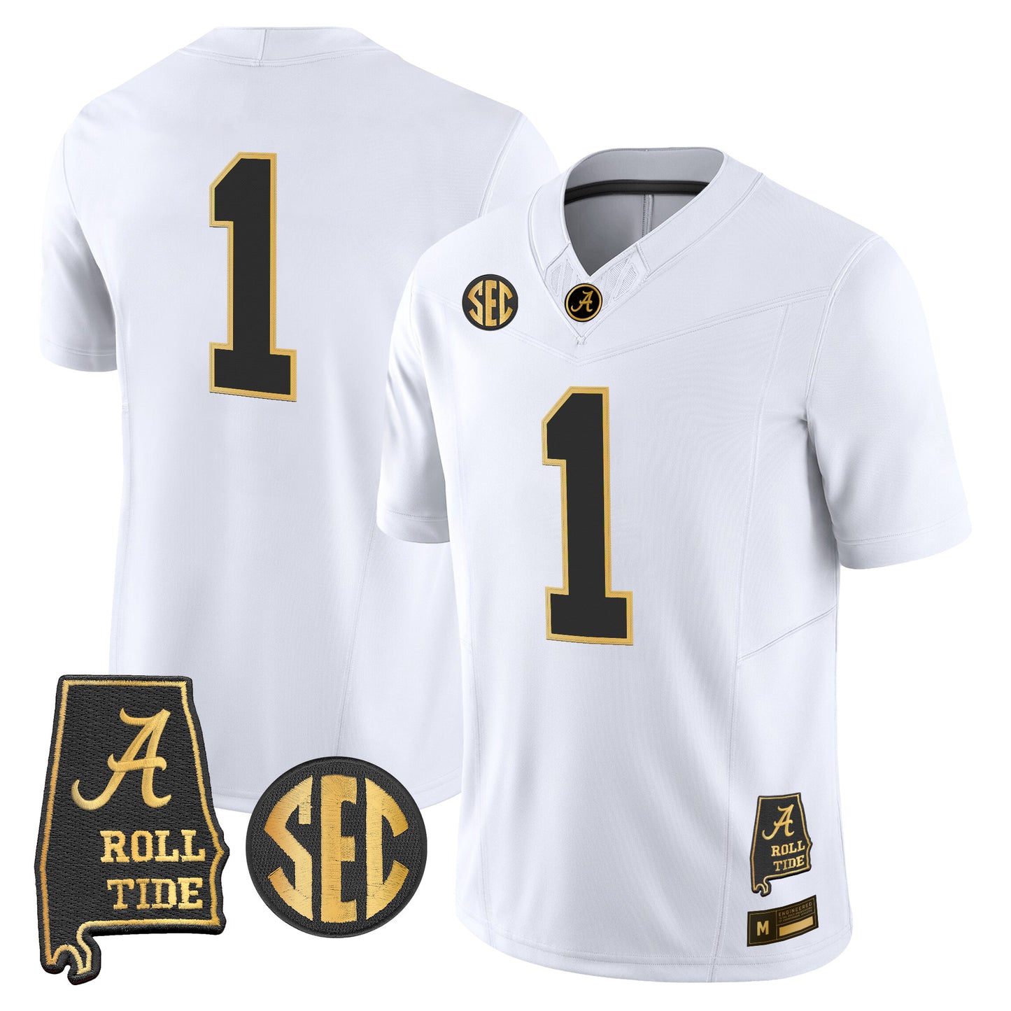 Alabama Crimson Tide 2026 Gold Vapor Limited Jersey - Alabama Map - Stitched
