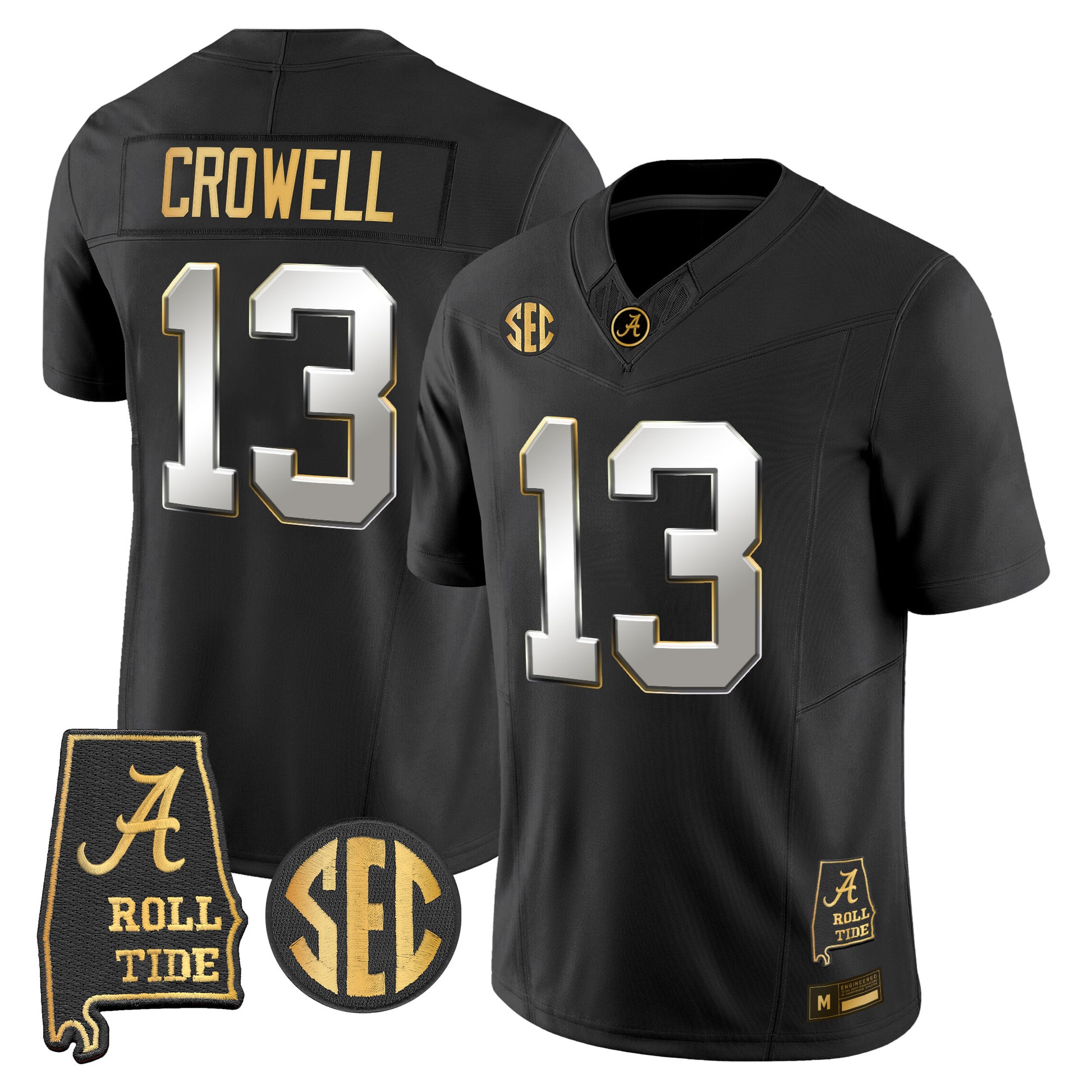 Alabama Crimson Tide 2026 Gold Vapor Limited Jersey - Alabama Map - Stitched